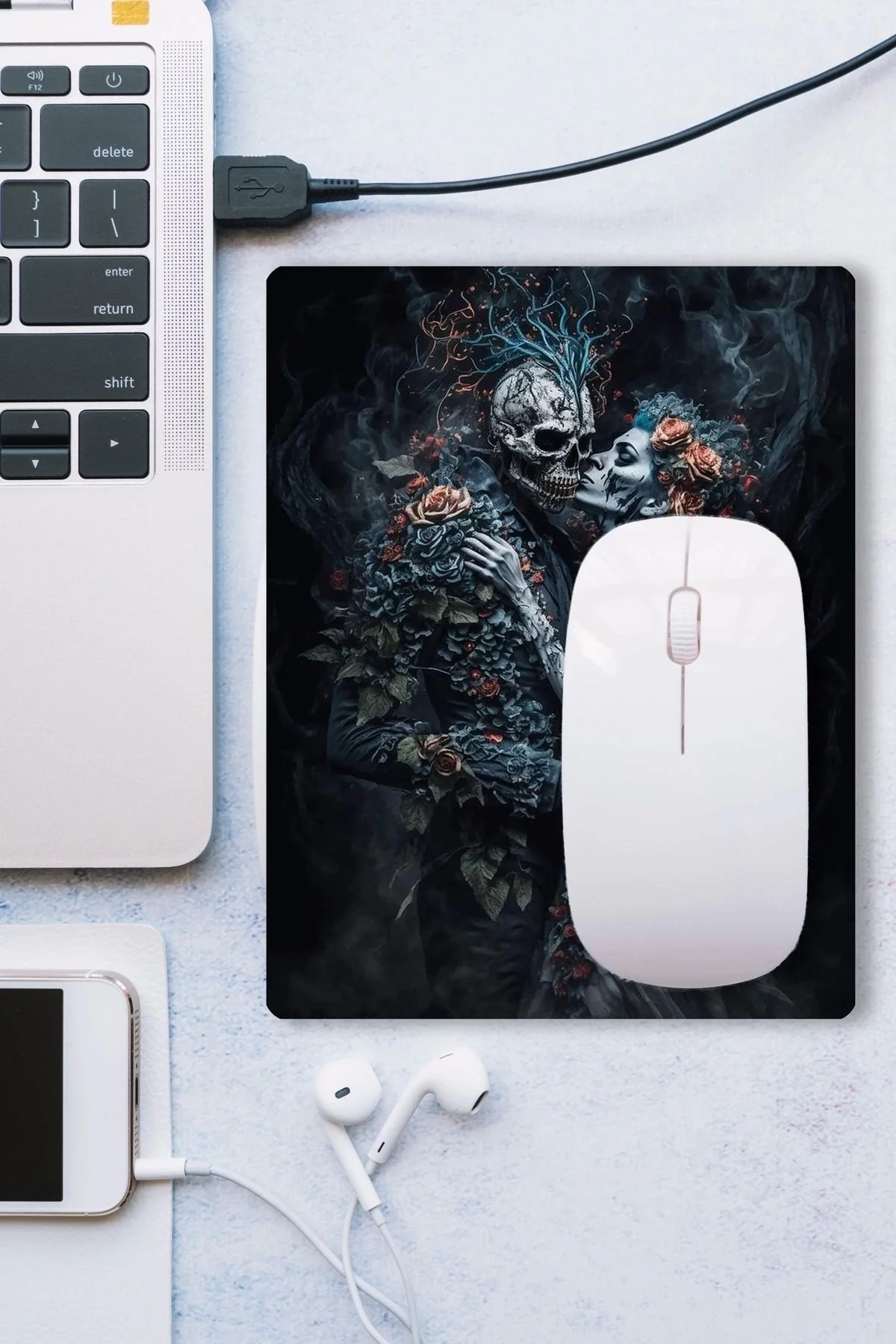 SonicTouch Karanlık İskelet Çift Kaydırmaz Gaming Oyuncu Dikişsiz Siyah Mouse Pad17x21cm