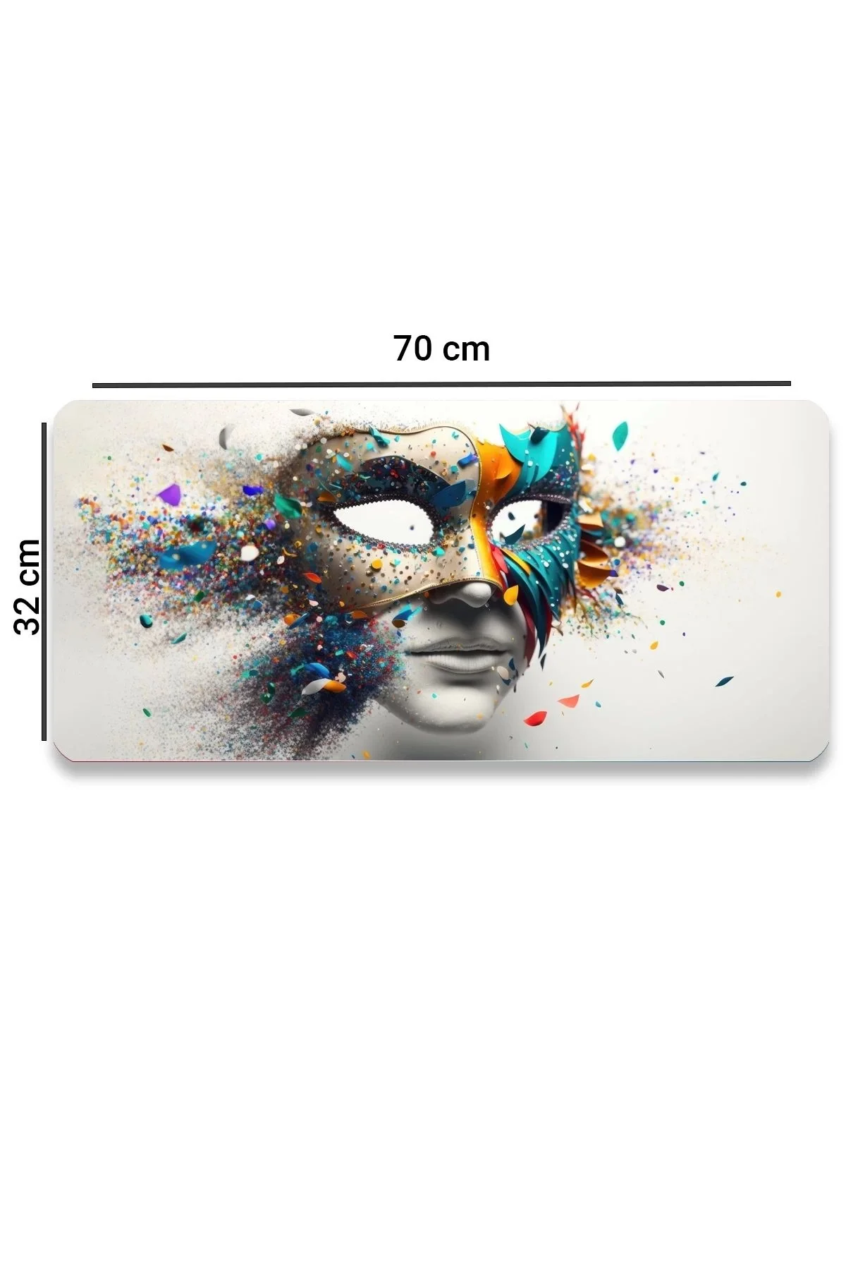 SonicTouch Karnaval Maske Kaymaz Gaming Oyuncu Masaüstü Dikişsiz Gri Klavye Mouse Pad 32x70Cm