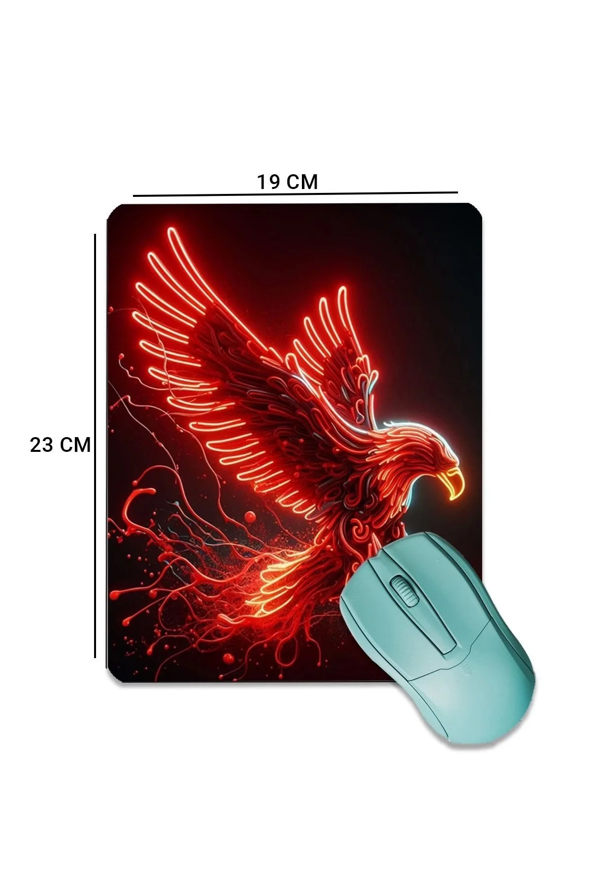 SonicTouch Kırmızı Neon Kartal Pürüzsüz Yüzey Kaymaz Taban Dikişsiz Kenar Gamer Oyuncu Mouse Pad 19x23cm