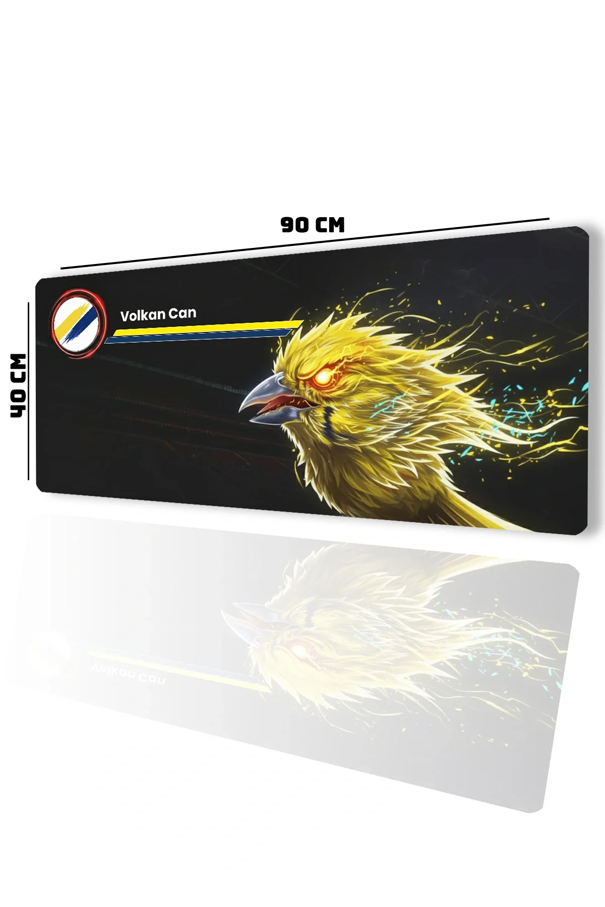 SonicTouch Kişiye isme Özel Kanarya Figürlü Sarı Lacivert Fotoğraflı XXL Dikişsiz Gamer Klavye Mousepad 40x90cm