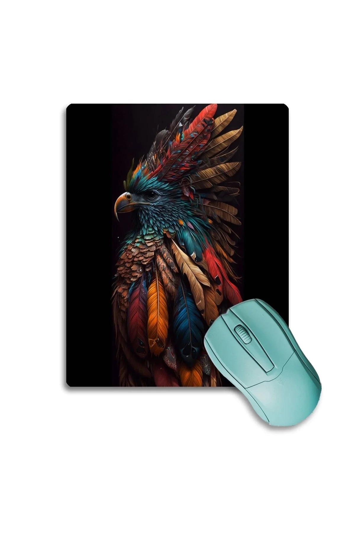 SonicTouch Kızılderili Kartal Temalı Kaydırmaz Gaming Oyuncu Dikişsiz Siyah Yeşil Mouse Pad17x21cm