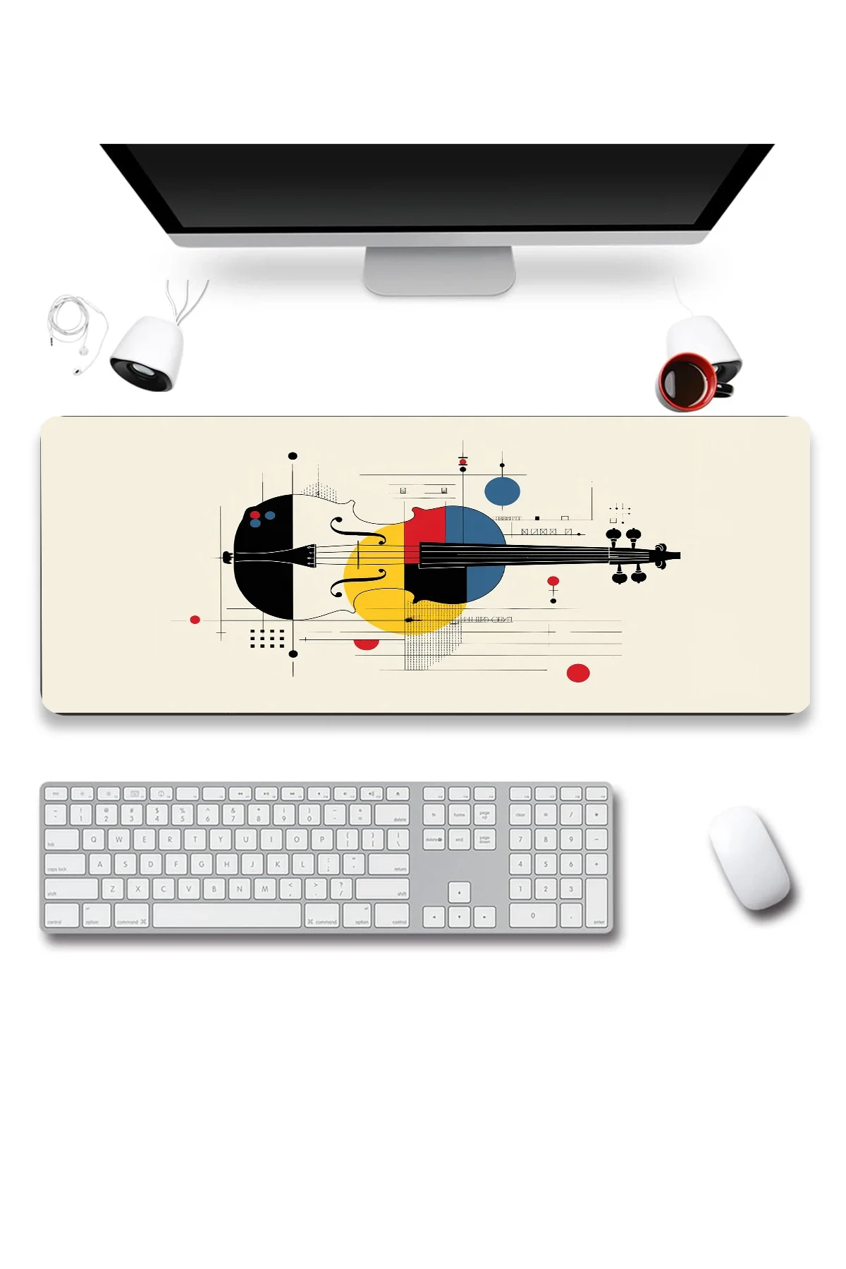 SonicTouch Klavye Mousepad 32x70cm Mondrian Kemanı Dikişsiz Pürüzsüz Sıvı Geçirmez Kaymaz Taban