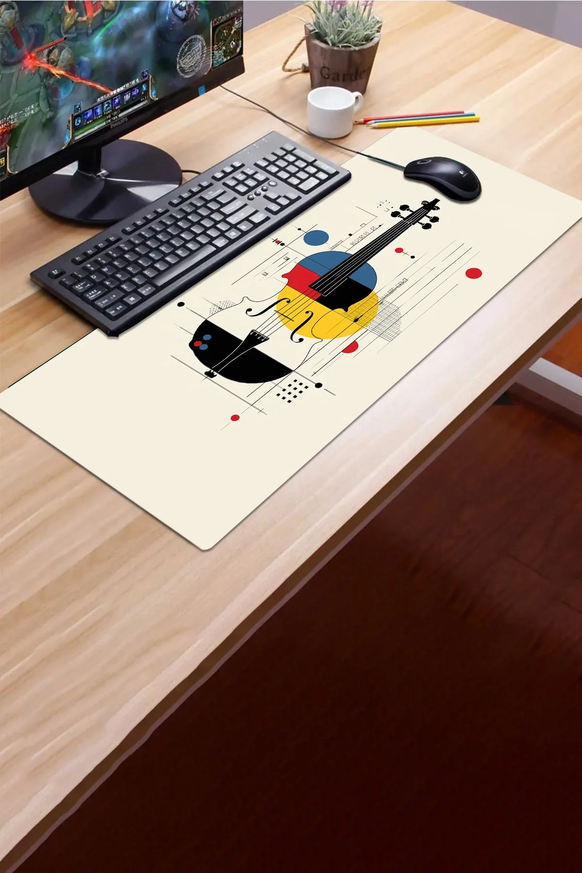 SonicTouch Klavye Mousepad 32x70cm Mondrian Kemanı Dikişsiz Pürüzsüz Sıvı Geçirmez Kaymaz Taban