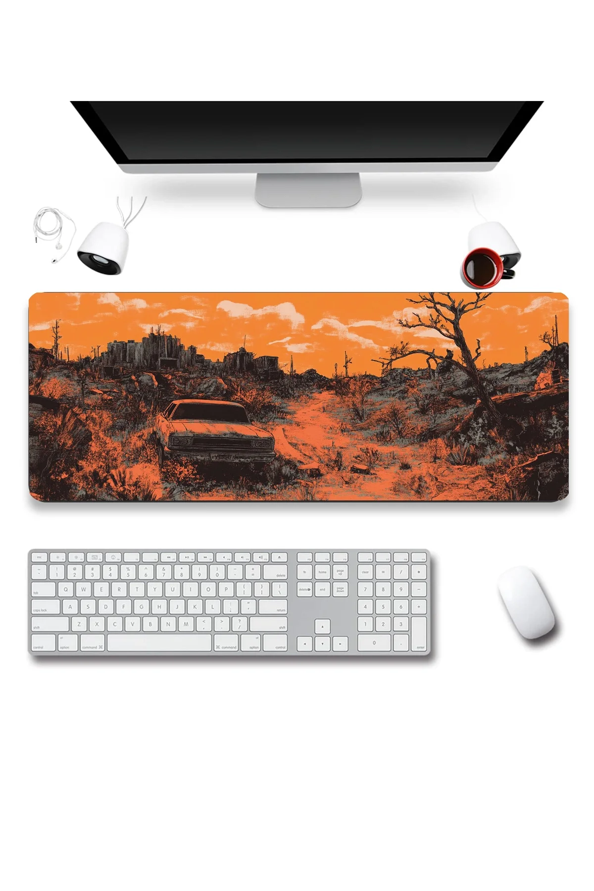 SonicTouch Klavye Mousepad 32x70cm Çorak Dünya Dikişsiz Pürüzsüz Sıvı Geçirmez Kaymaz Taban
