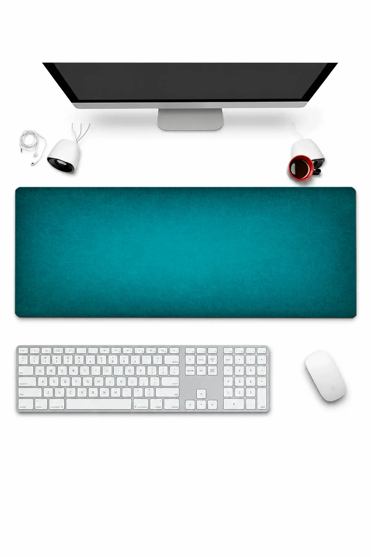 SonicTouch Klavye Mousepad 32x70cm Yeşil Aura Dikişsiz Pürüzsüz Sıvı Geçirmez Kaymaz Taban