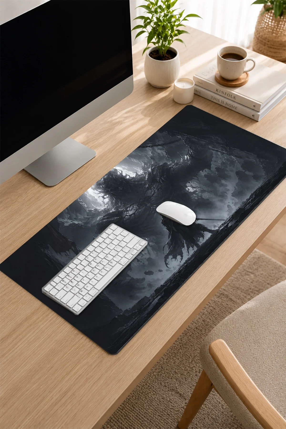 SonicTouch Klavye Mousepad 32x70cm Karanlığın Muhafızı Dikişsiz Pürüzsüz Sıvı Geçirmez Kaymaz Taban