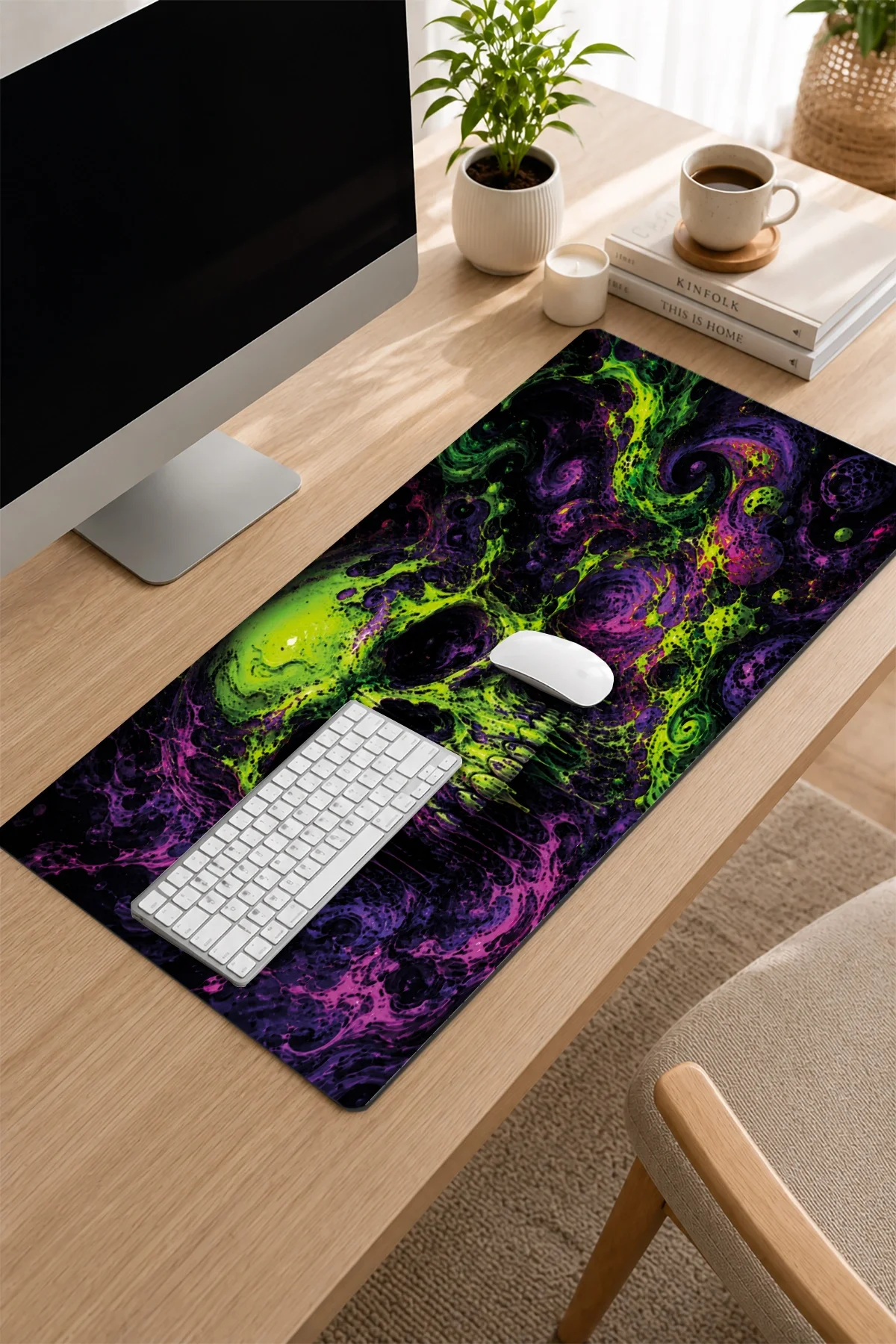 SonicTouch Klavye Mousepad 32x70cm Toxic Skull Dikişsiz Pürüzsüz Sıvı Geçirmez Kaymaz Taban