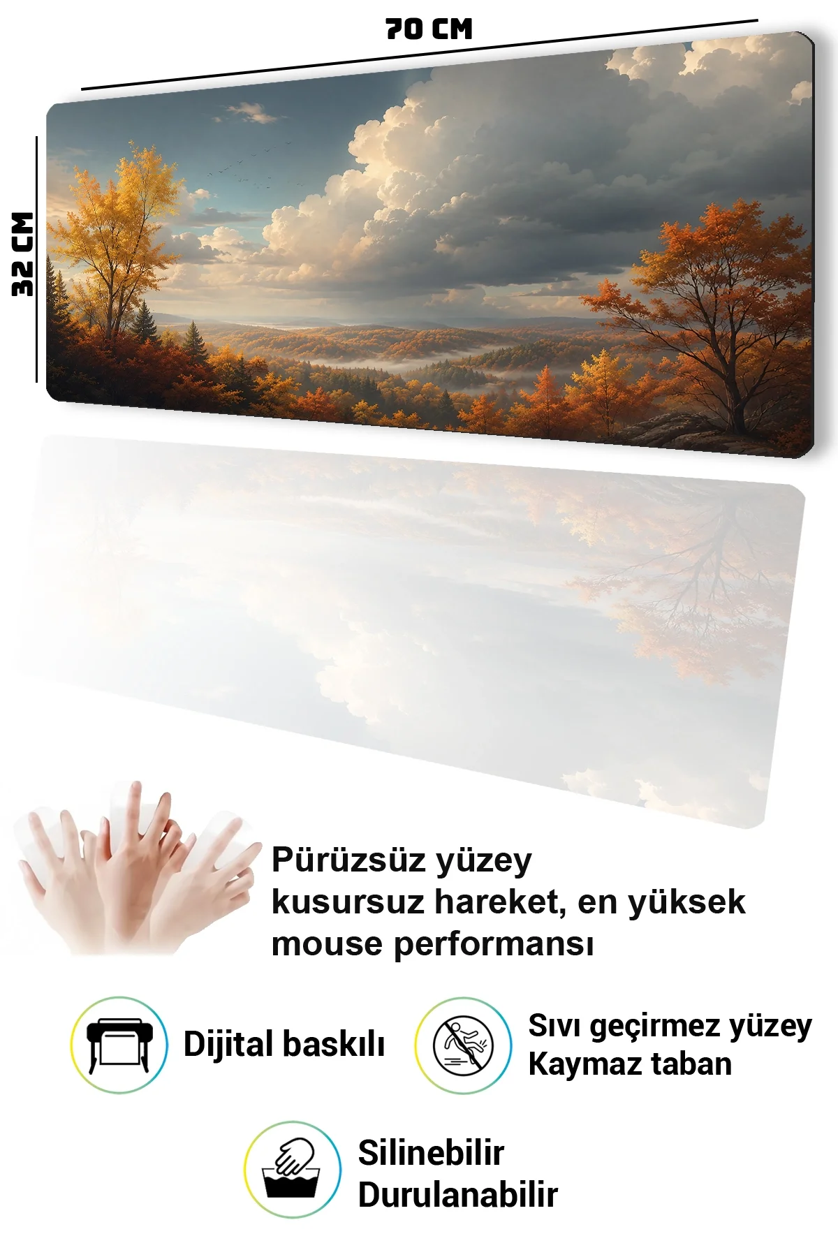 SonicTouch Klavye Mousepad 32x70cm Fırtına Vadisi Dikişsiz Pürüzsüz Sıvı Geçirmez Kaymaz Taban