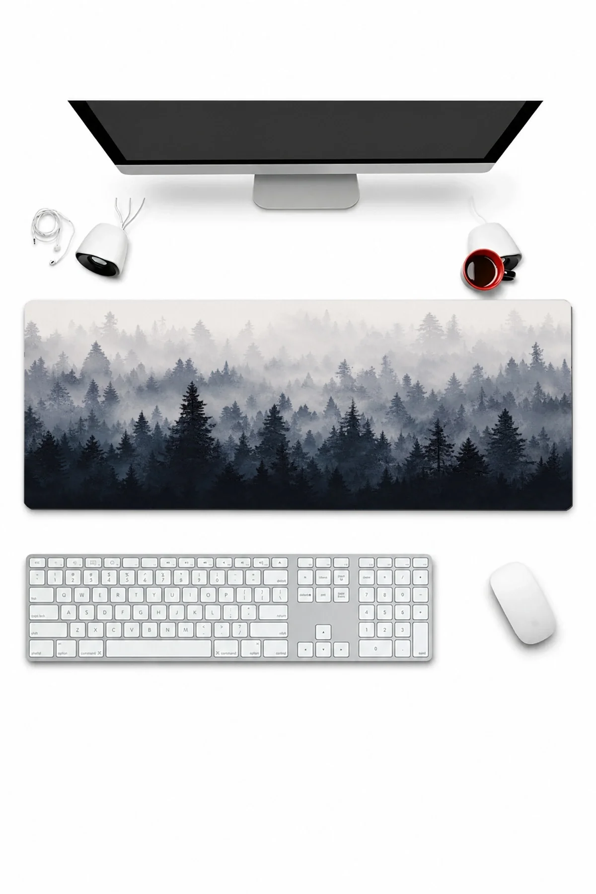 SonicTouch Klavye Mousepad 32x70cm Kuzey Ormanları Dikişsiz Pürüzsüz Sıvı Geçirmez Kaymaz Taban