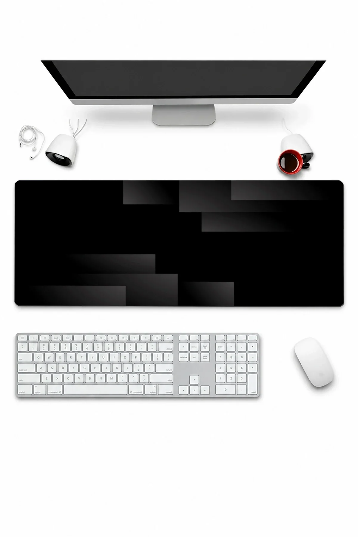 SonicTouch Klavye Mousepad 32x70cm Siyah Perspektif Dikişsiz Pürüzsüz Sıvı Geçirmez Kaymaz Taban