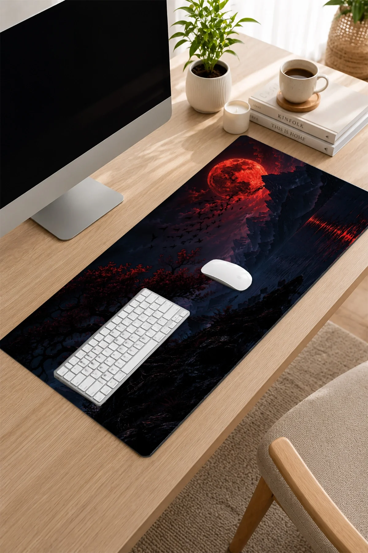 SonicTouch Klavye Mousepad 32x70cm Gotik Göl Dikişsiz Pürüzsüz Sıvı Geçirmez Kaymaz Taban