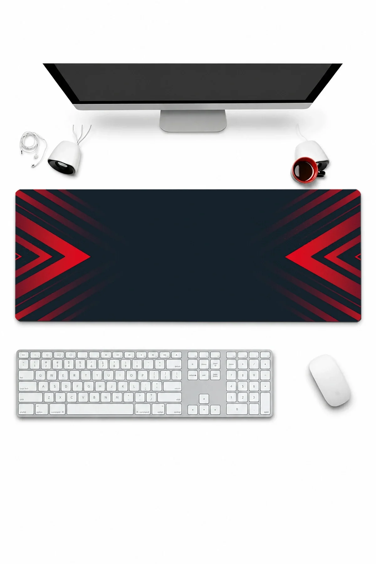 SonicTouch Klavye Mousepad 32x70cm Kırmızı Hücum Dikişsiz Pürüzsüz Sıvı Geçirmez Kaymaz Taban