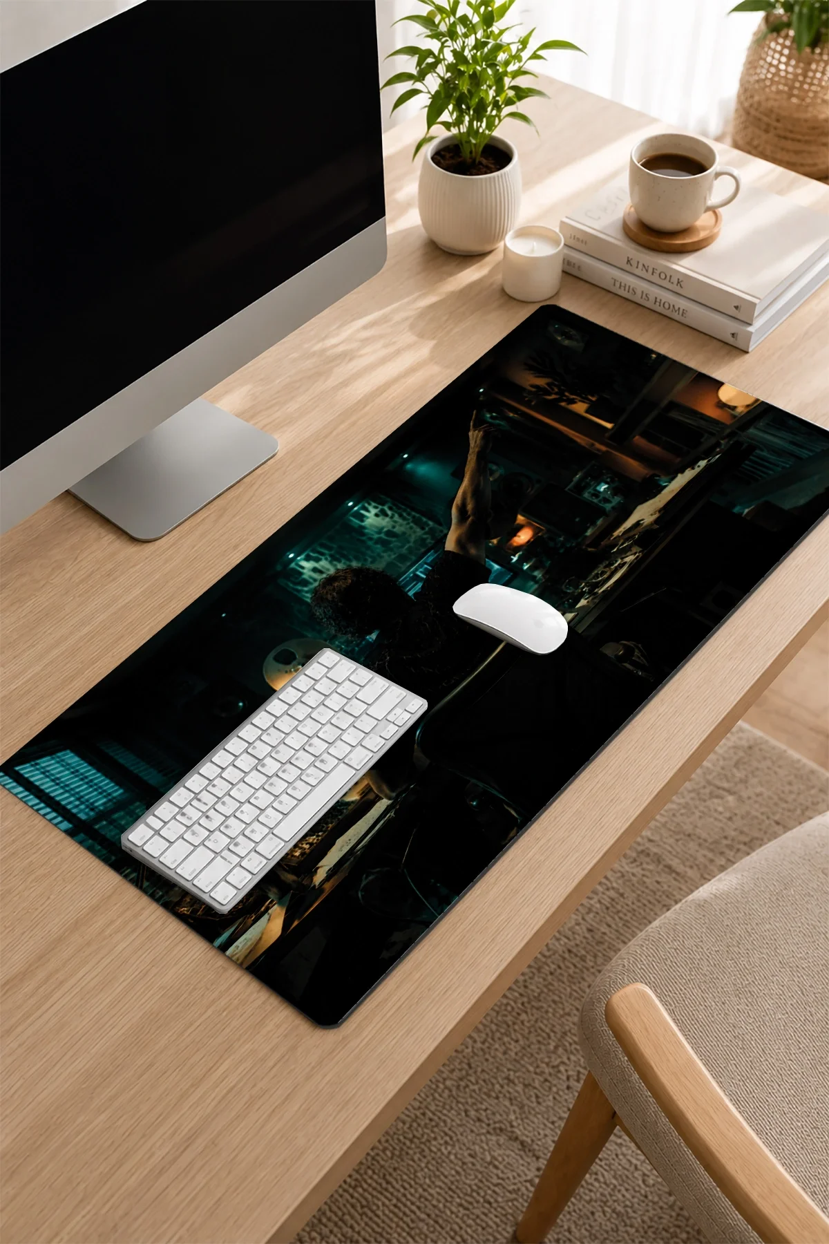 SonicTouch Klavye Mousepad 32x70cm Perde Arkası Dikişsiz Pürüzsüz Sıvı Geçirmez Kaymaz Taban