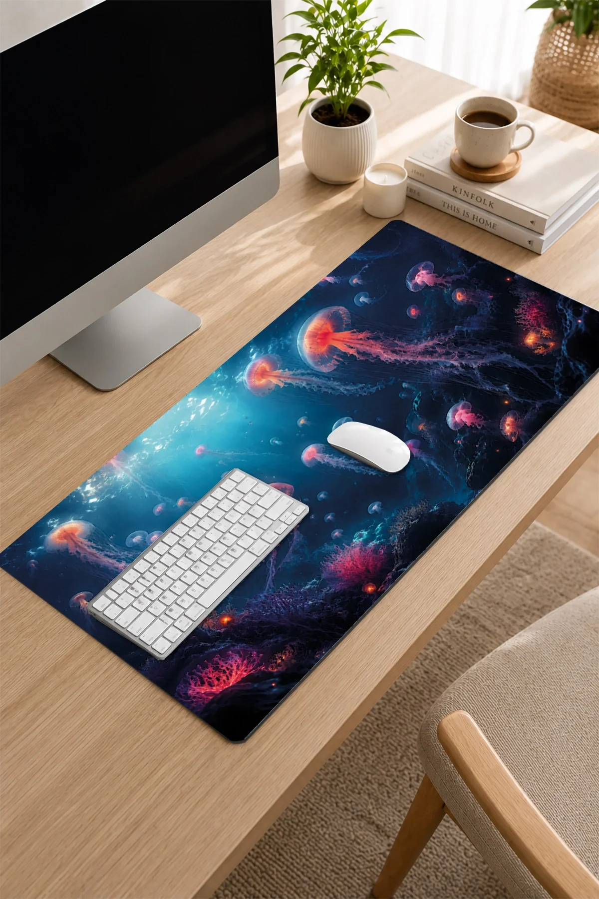 SonicTouch Klavye Mousepad 32x70cm Işıltılı Derinlikler Dikişsiz Pürüzsüz Sıvı Geçirmez Kaymaz Taban