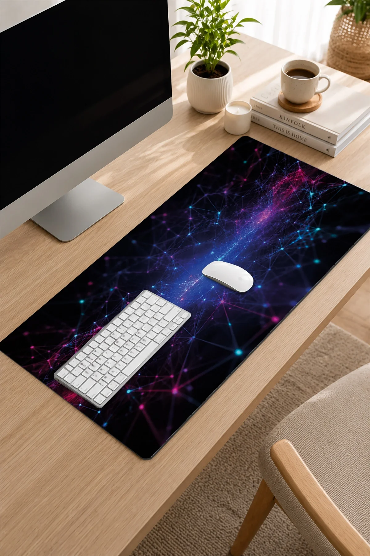SonicTouch Klavye Mousepad 32x70cm Siber Doku Dikişsiz Pürüzsüz Sıvı Geçirmez Kaymaz Taban