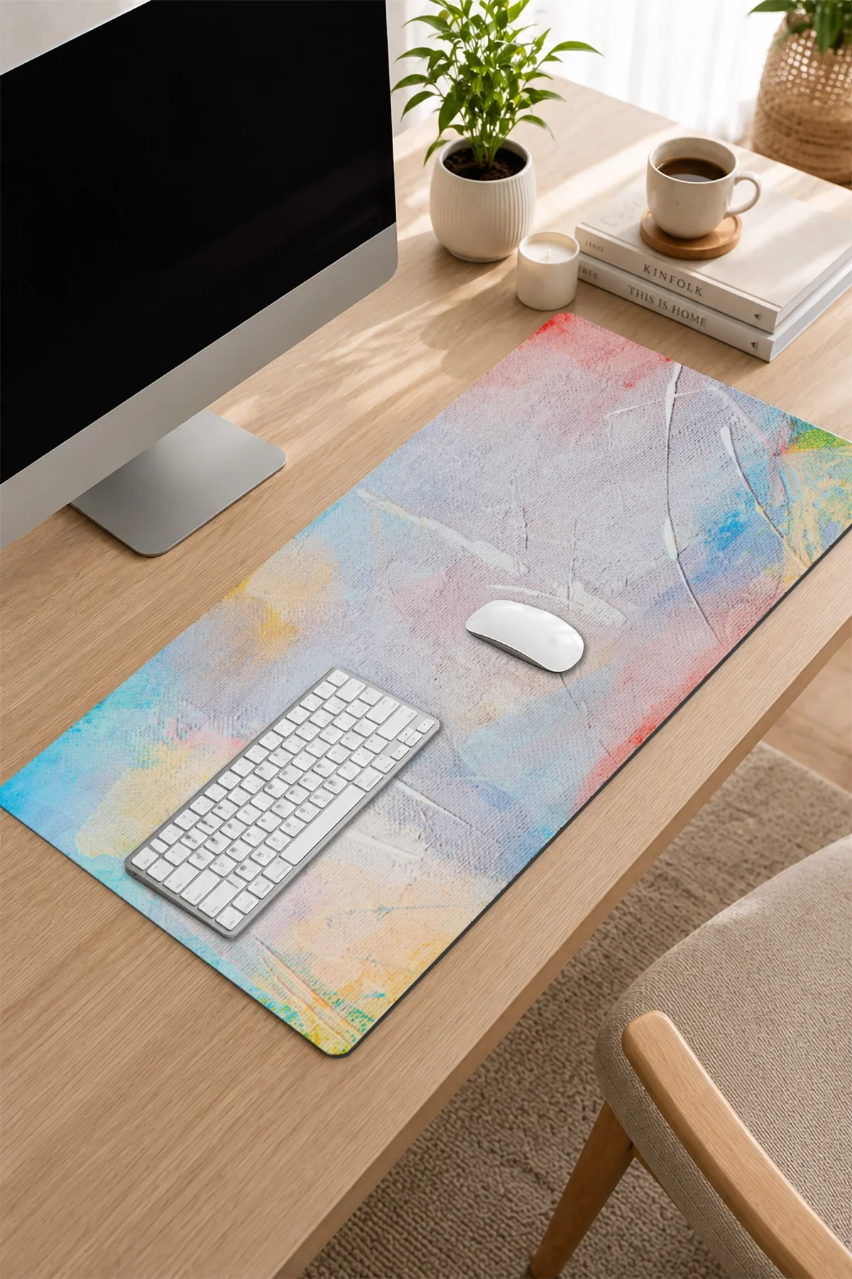 SonicTouch Klavye Mousepad 32x70cm Pastel Tuval Dikişsiz Pürüzsüz Sıvı Geçirmez Kaymaz Taban