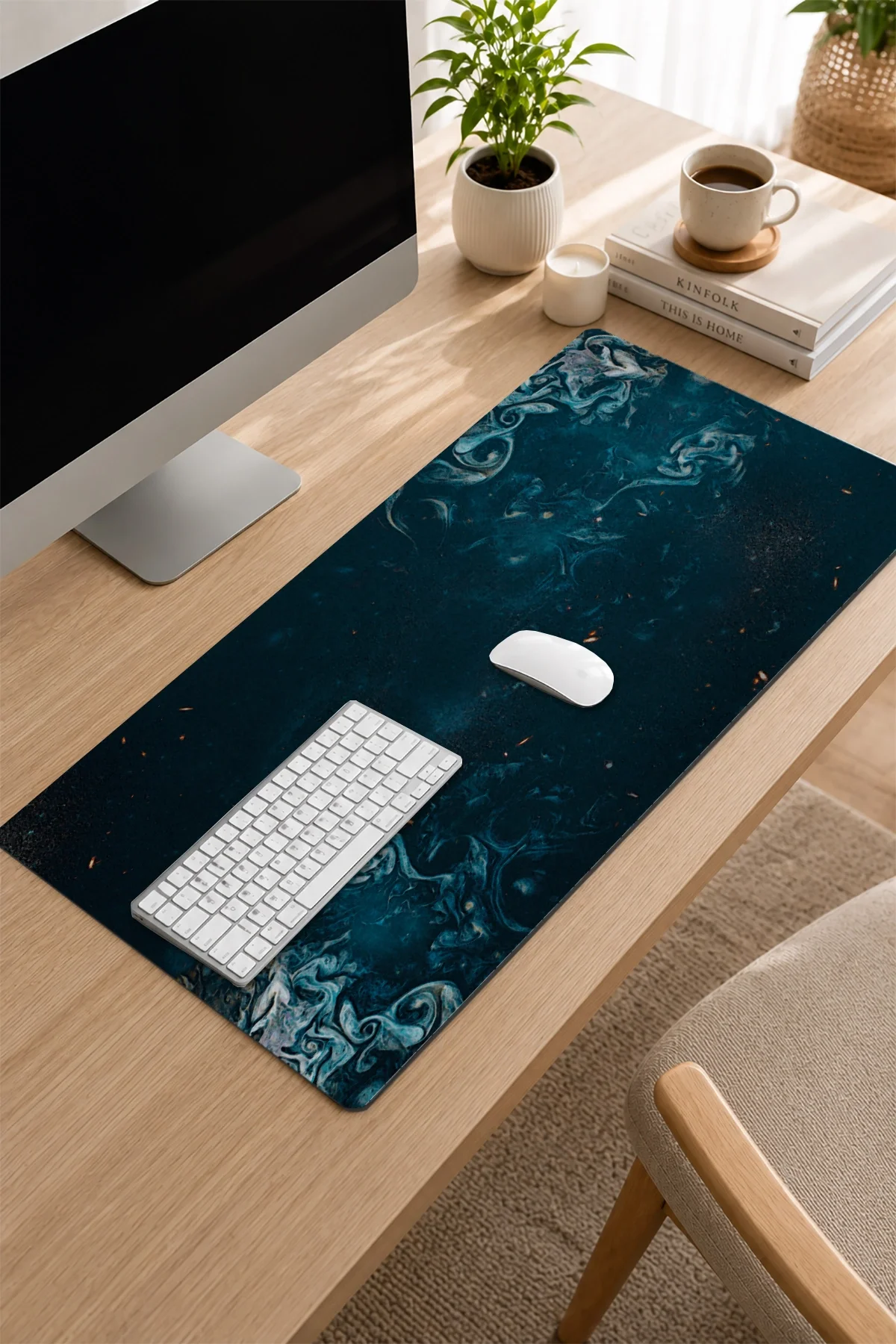 SonicTouch Klavye Mousepad 32x70cm Gece Nebulası Dikişsiz Pürüzsüz Sıvı Geçirmez Kaymaz Taban