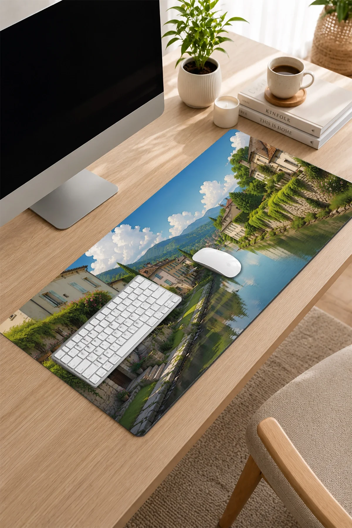 SonicTouch Klavye Mousepad 32x70cm Yeşil Kanal Dikişsiz Pürüzsüz Sıvı Geçirmez Kaymaz Taban