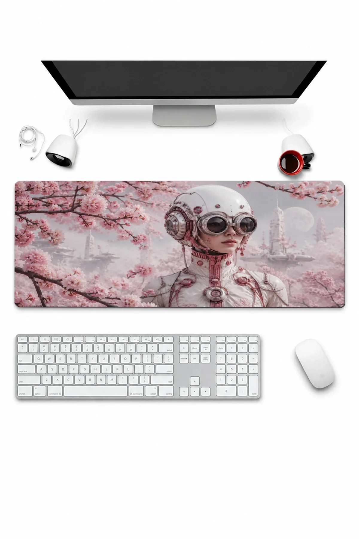 SonicTouch Klavye Mousepad 32x70cm Sakura Pilot Dikişsiz Pürüzsüz Sıvı Geçirmez Kaymaz Taban