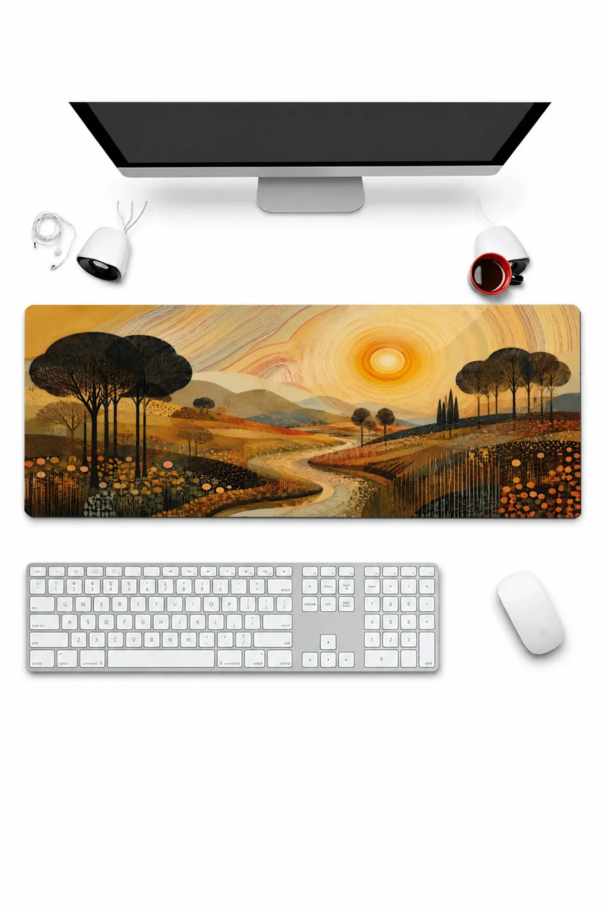 SonicTouch Klavye Mousepad 32x70cm Altın Vadi Dikişsiz Pürüzsüz Sıvı Geçirmez Kaymaz Taban