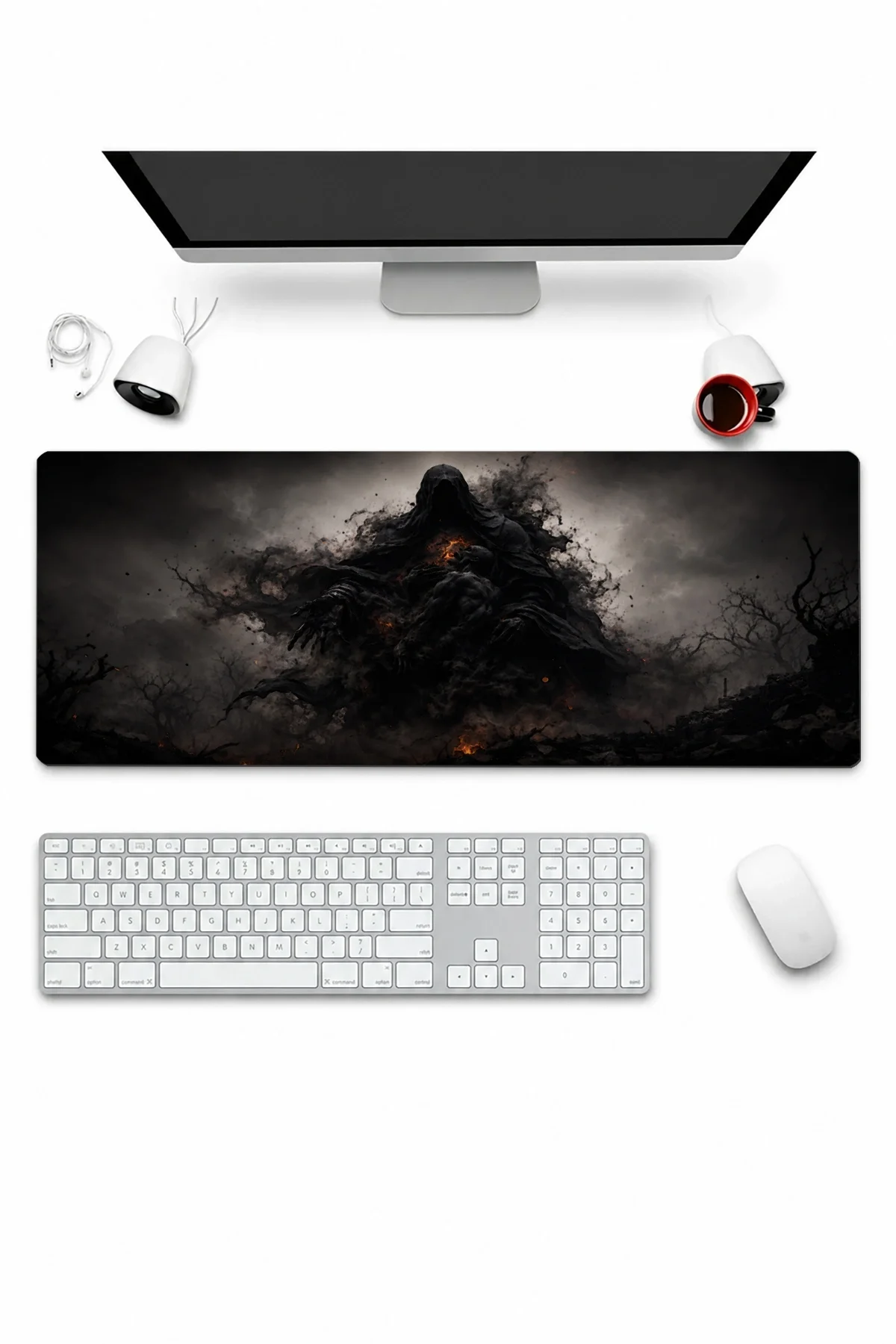 SonicTouch Klavye Mousepad 32x70cm Kara Kehanet Dikişsiz Pürüzsüz Sıvı Geçirmez Kaymaz Taban