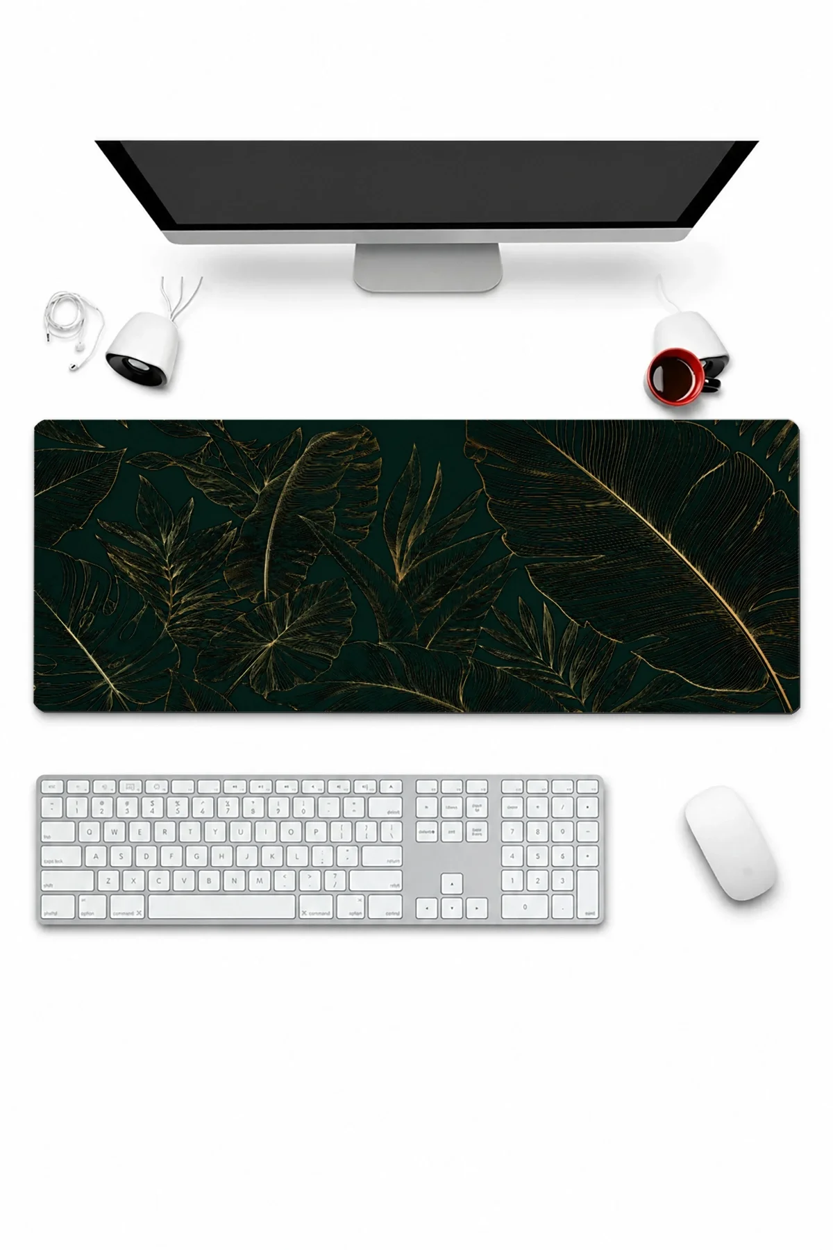 SonicTouch Klavye Mousepad 32x70cm Zümrüt Bahçe Dikişsiz Pürüzsüz Sıvı Geçirmez Kaymaz Taban