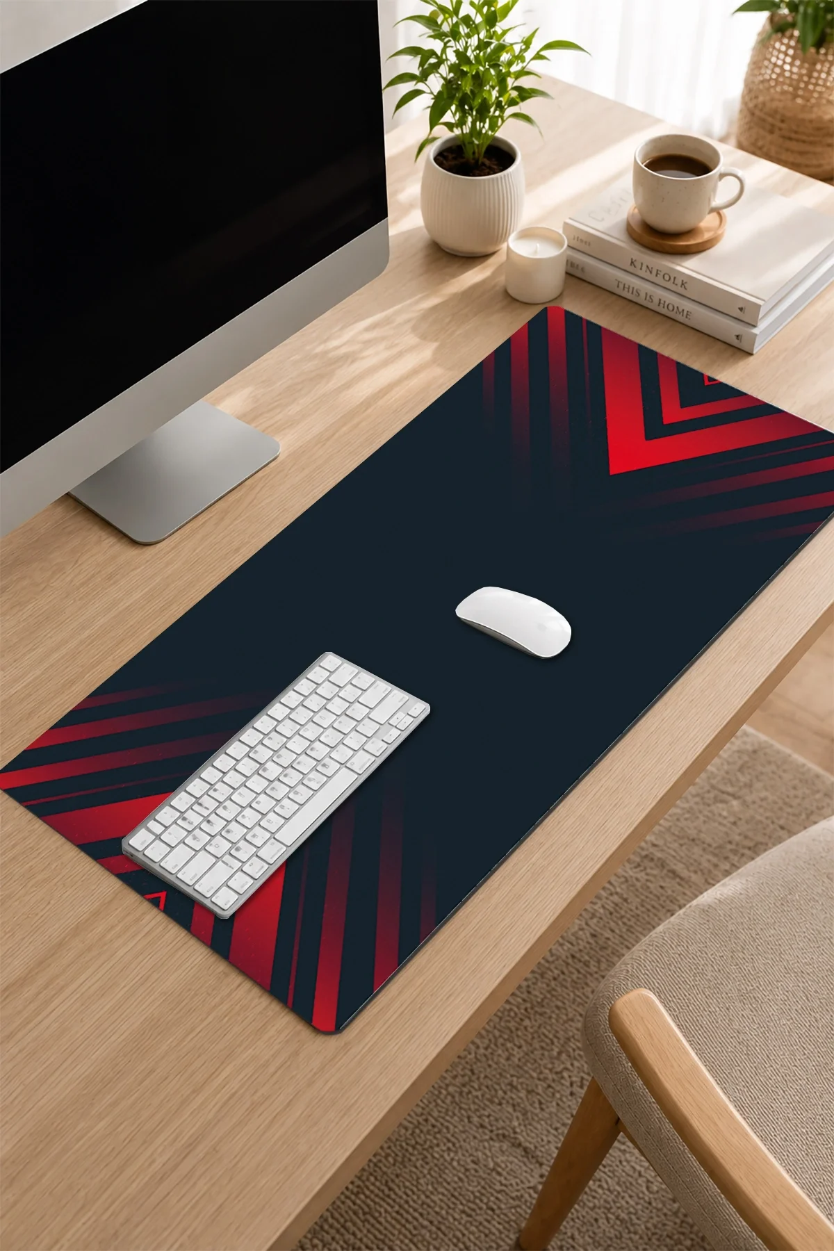 SonicTouch Klavye Mousepad 32x70cm Kırmızı Hücum Dikişsiz Pürüzsüz Sıvı Geçirmez Kaymaz Taban