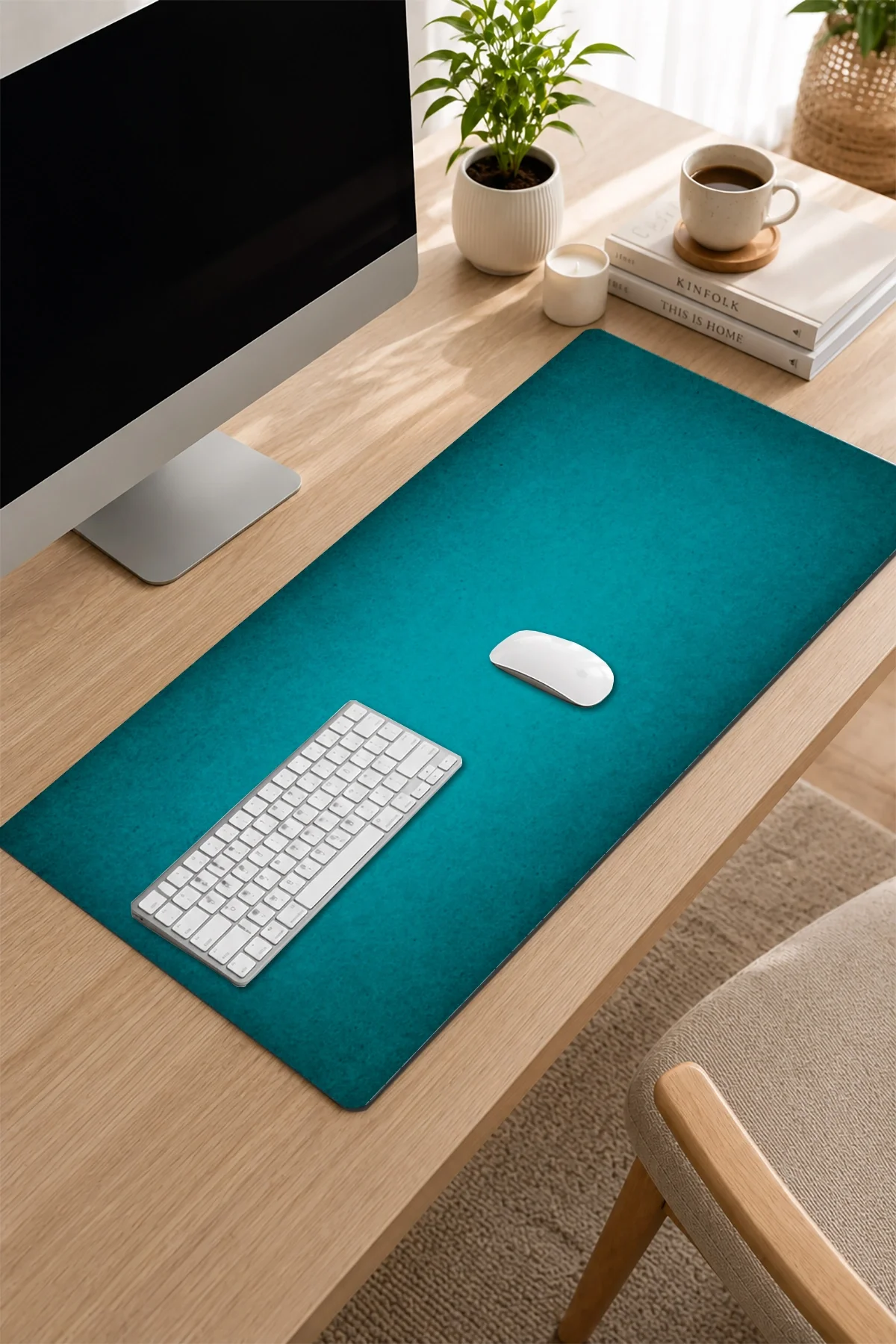 SonicTouch Klavye Mousepad 32x70cm Yeşil Aura Dikişsiz Pürüzsüz Sıvı Geçirmez Kaymaz Taban