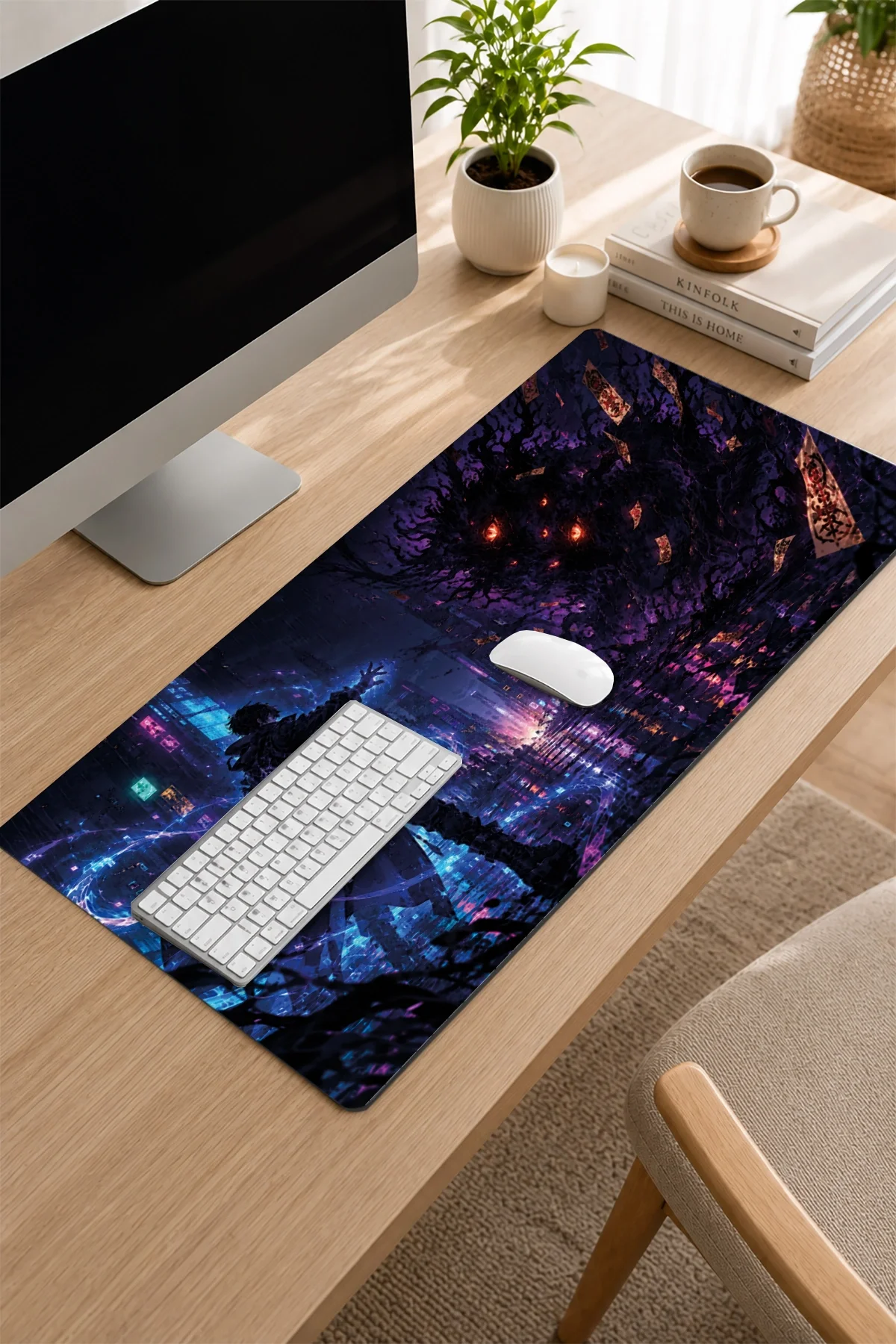SonicTouch Klavye Mousepad 32x70cm Neon Büyücü Dikişsiz Pürüzsüz Sıvı Geçirmez Kaymaz Taban