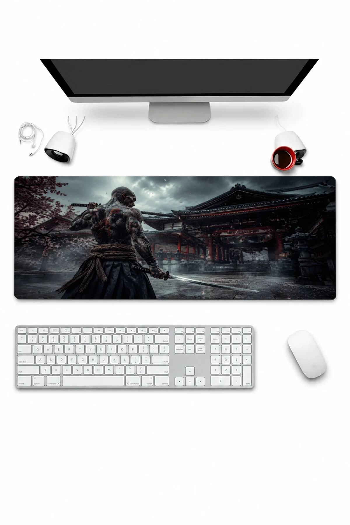 SonicTouch Klavye Mousepad 32x70cm Tapınak Savaşçısı Dikişsiz Pürüzsüz Sıvı Geçirmez Kaymaz Taban