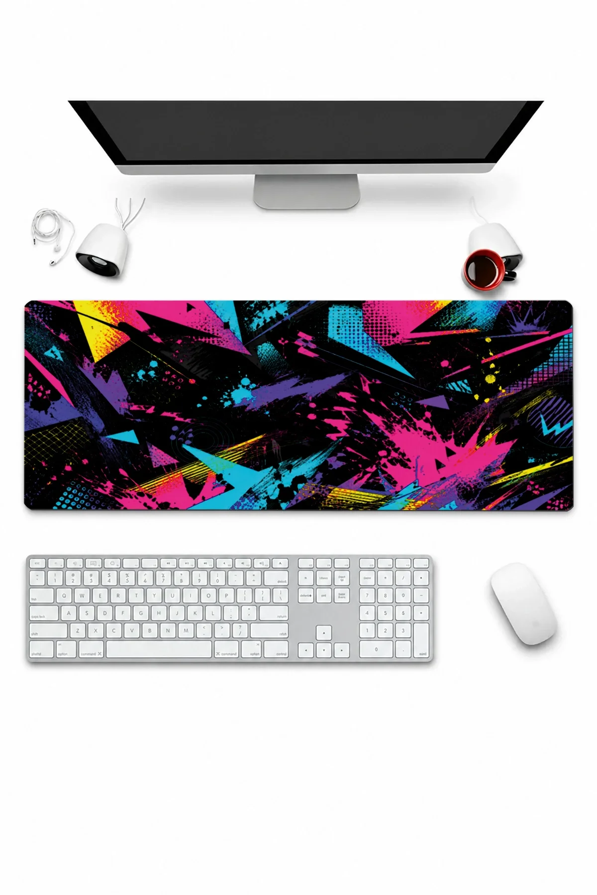 SonicTouch Klavye Mousepad 32x70cm Retro Patlama Dikişsiz Pürüzsüz Sıvı Geçirmez Kaymaz Taban