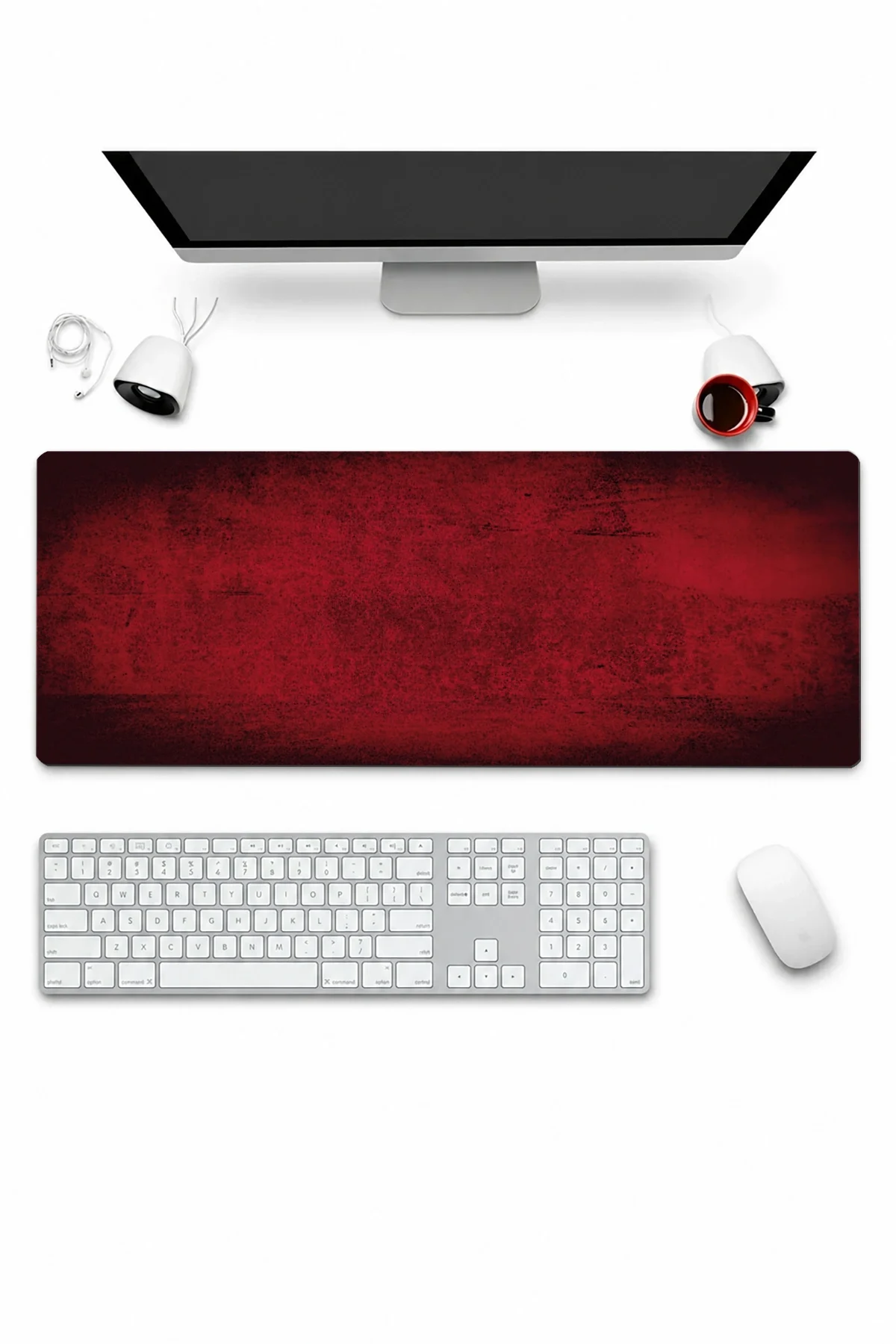 SonicTouch Klavye Mousepad 32x70cm Kızıl Doku Dikişsiz Pürüzsüz Sıvı Geçirmez Kaymaz Taban