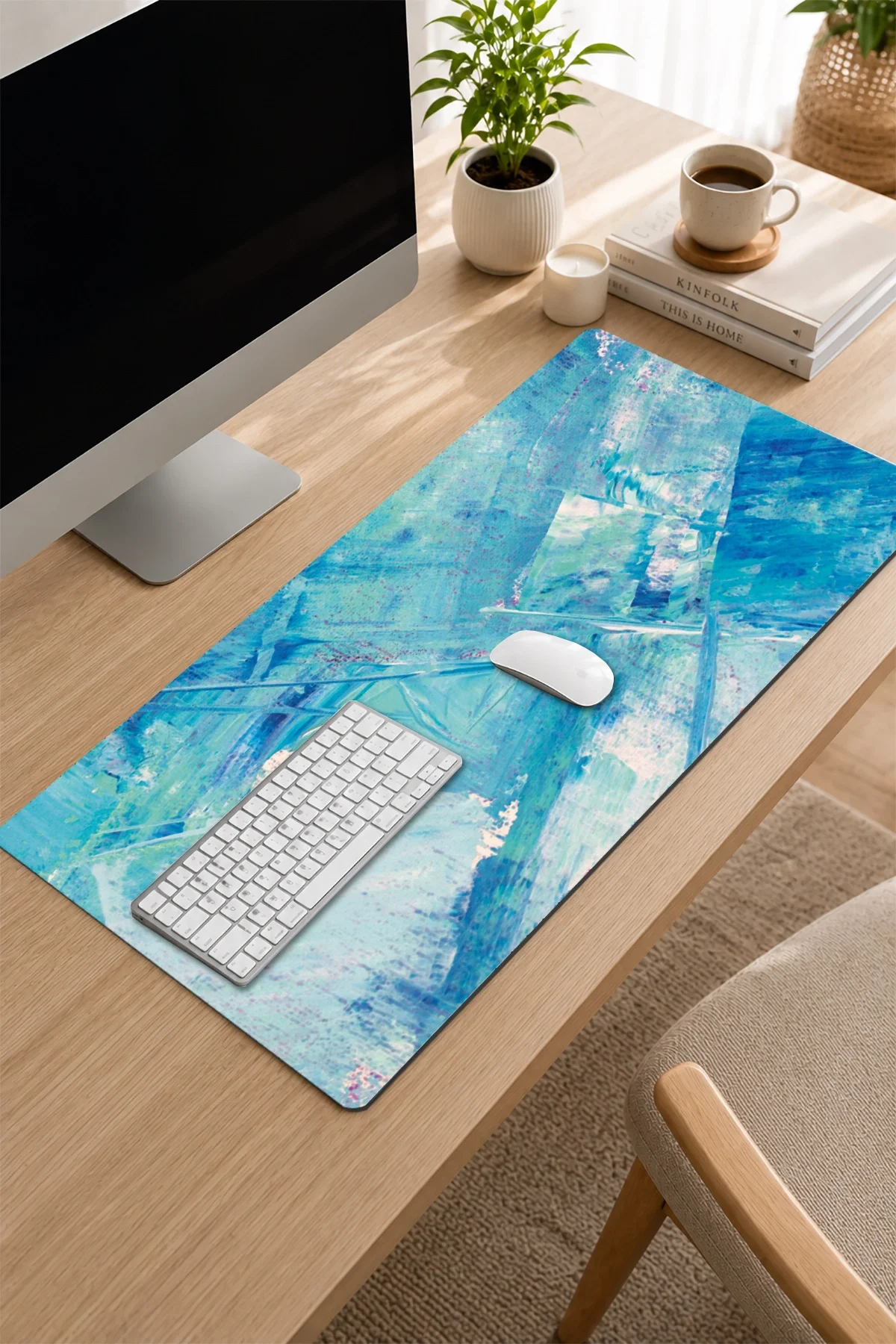SonicTouch Klavye Mousepad 32x70cm Mint Fırtınası Dikişsiz Pürüzsüz Sıvı Geçirmez Kaymaz Taban