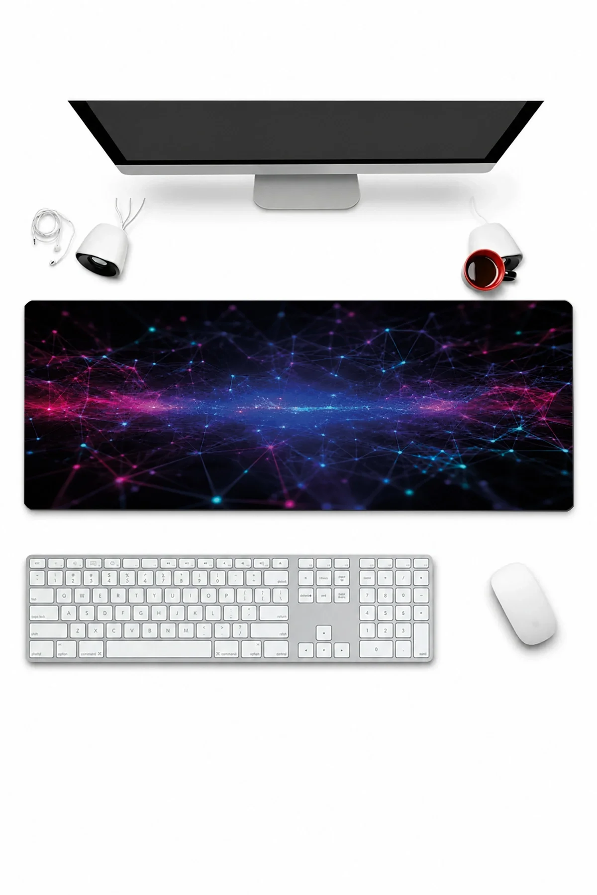 SonicTouch Klavye Mousepad 32x70cm Siber Doku Dikişsiz Pürüzsüz Sıvı Geçirmez Kaymaz Taban