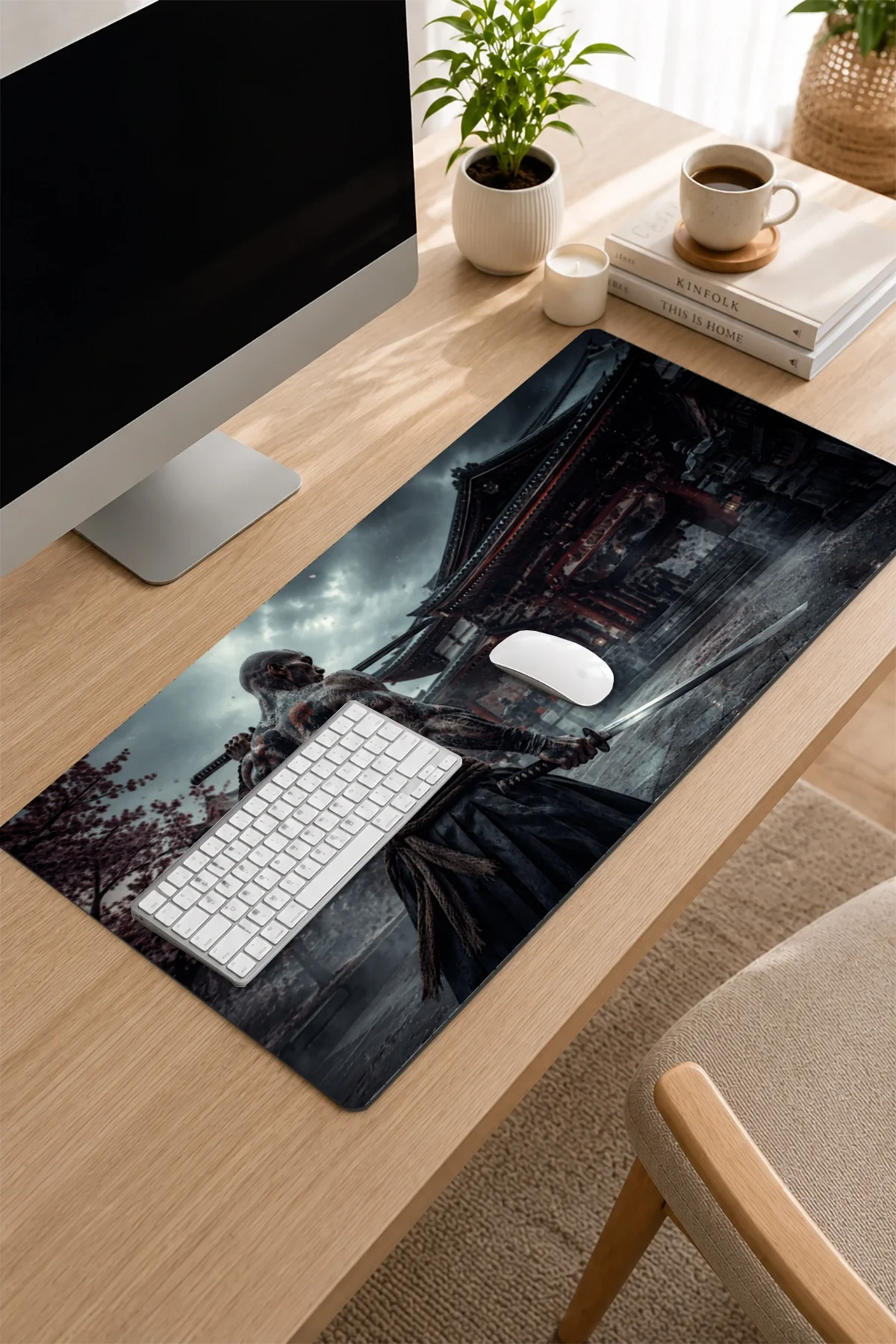 SonicTouch Klavye Mousepad 32x70cm Tapınak Savaşçısı Dikişsiz Pürüzsüz Sıvı Geçirmez Kaymaz Taban