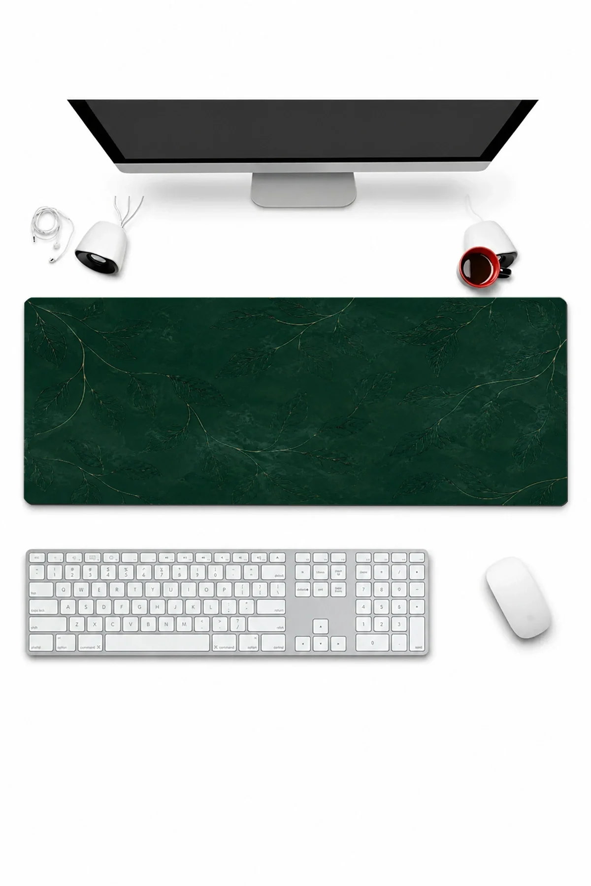 SonicTouch Klavye Mousepad 32x70cm Altın Yapraklar Dikişsiz Pürüzsüz Sıvı Geçirmez Kaymaz Taban
