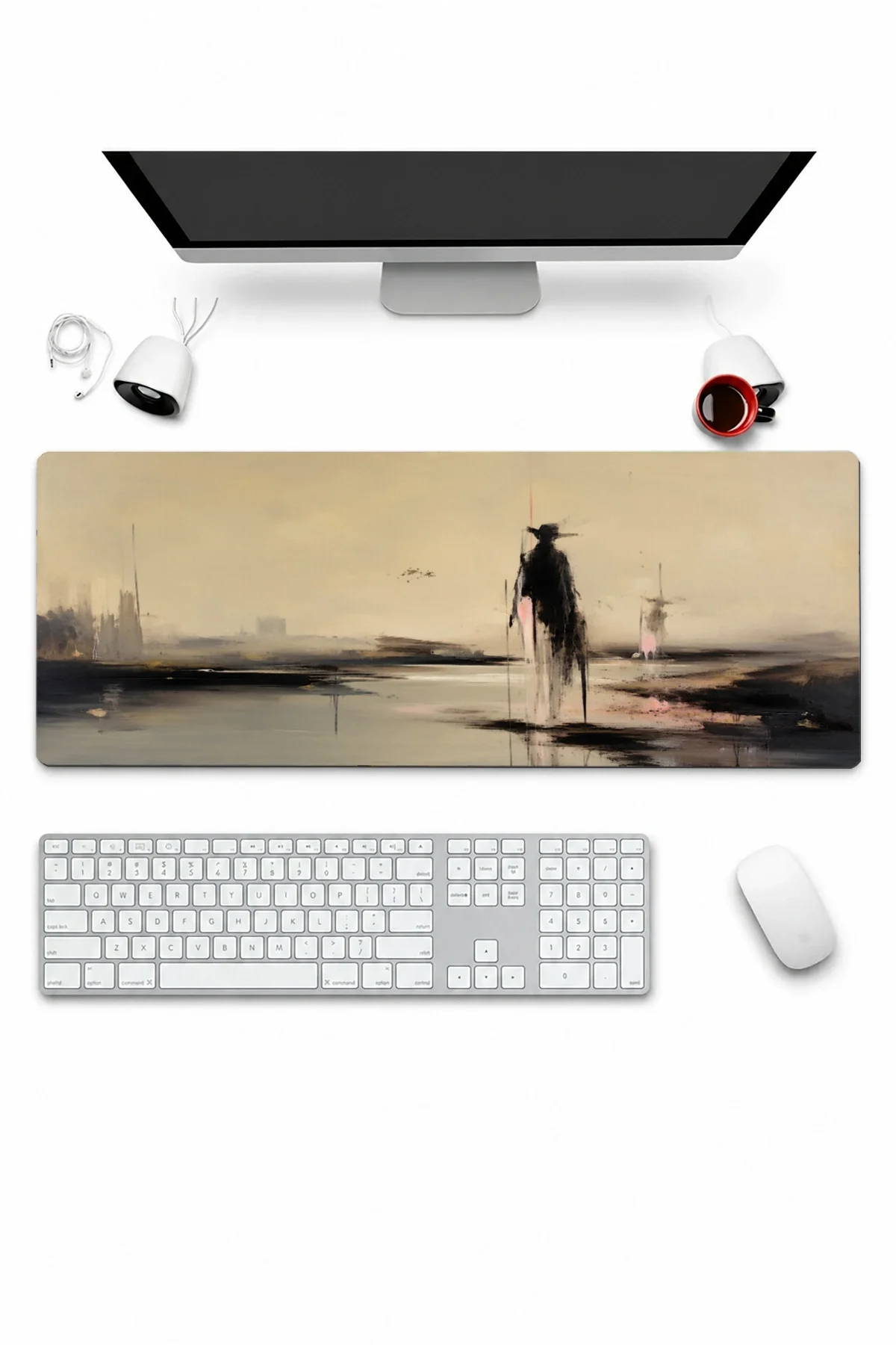 SonicTouch Klavye Mousepad 32x70cm Yalnız Gölge Dikişsiz Pürüzsüz Sıvı Geçirmez Kaymaz Taban