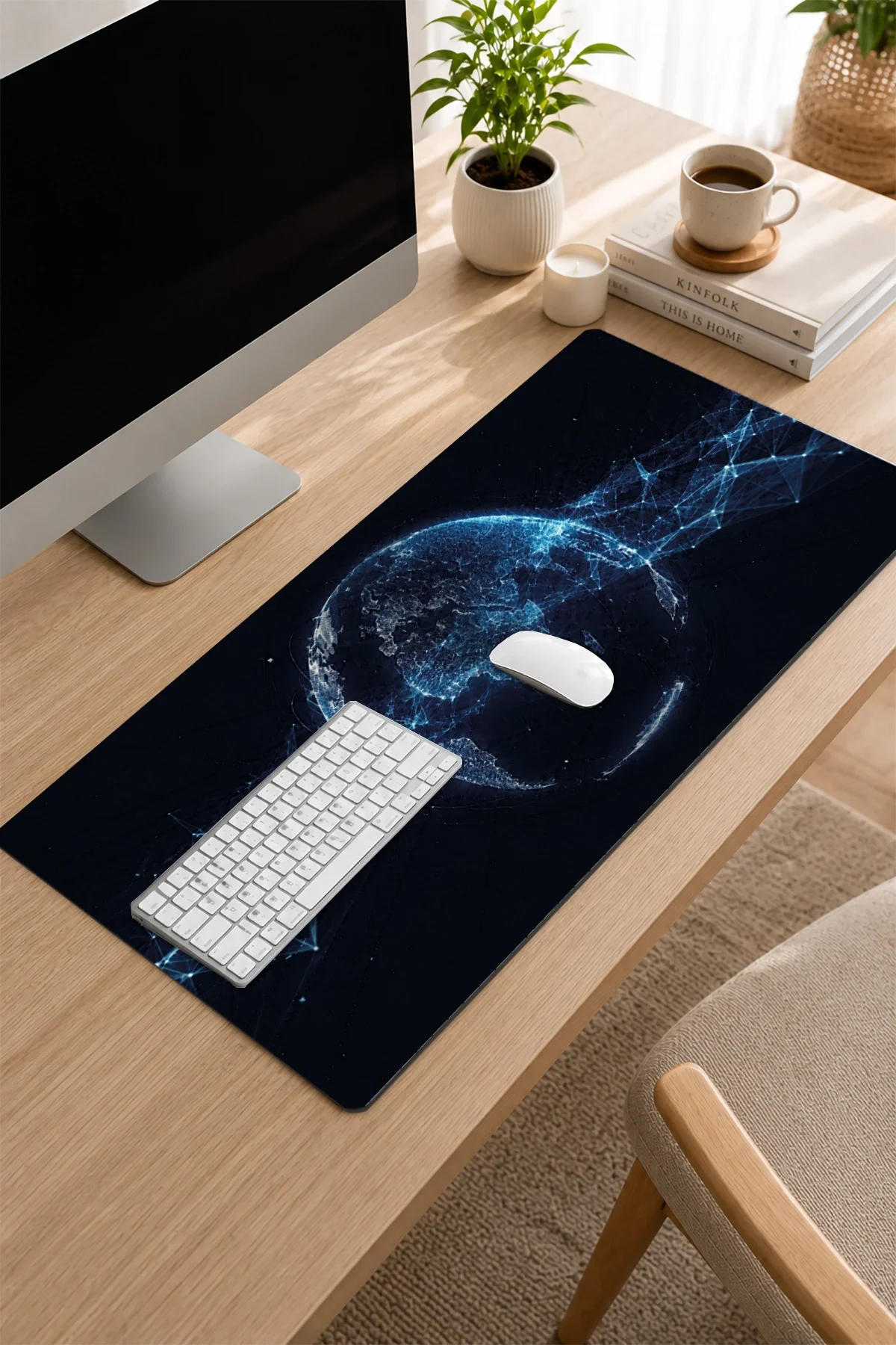 SonicTouch Klavye Mousepad 32x70cm Küresel Ağ Dikişsiz Pürüzsüz Sıvı Geçirmez Kaymaz Taban