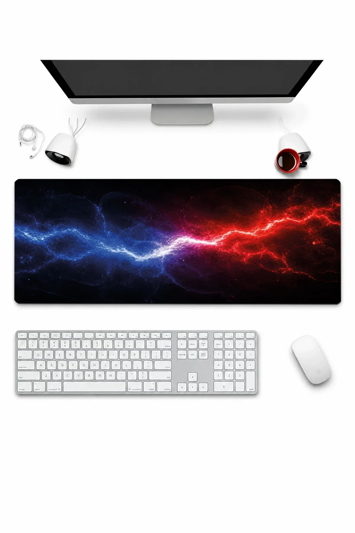SonicTouch Klavye Mousepad 32x70cm iki Kutup Dikişsiz Pürüzsüz Sıvı Geçirmez Kaymaz Taban