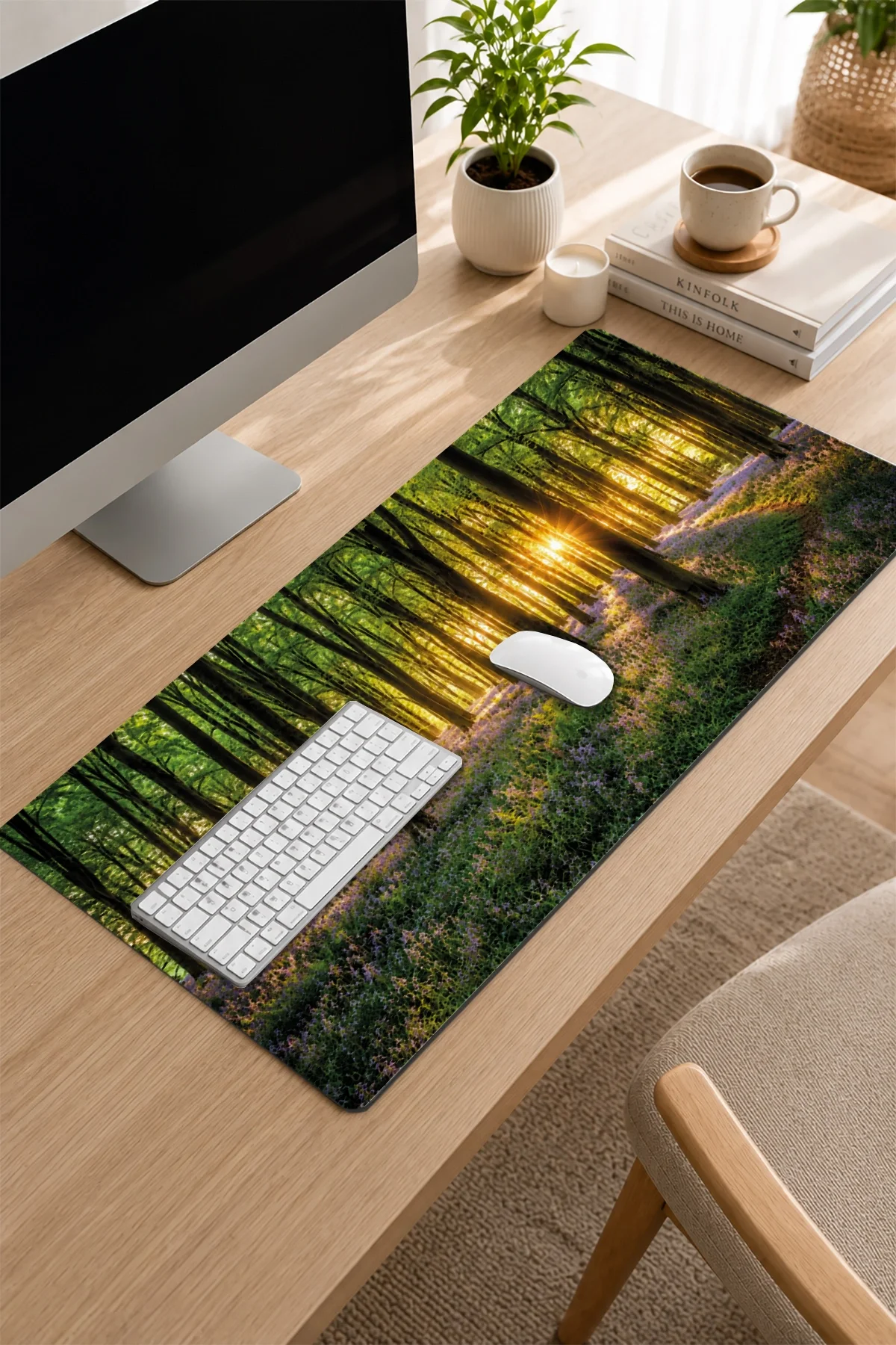 SonicTouch Klavye Mousepad 32x70cm Lavanta Patikası Dikişsiz Pürüzsüz Sıvı Geçirmez Kaymaz Taban