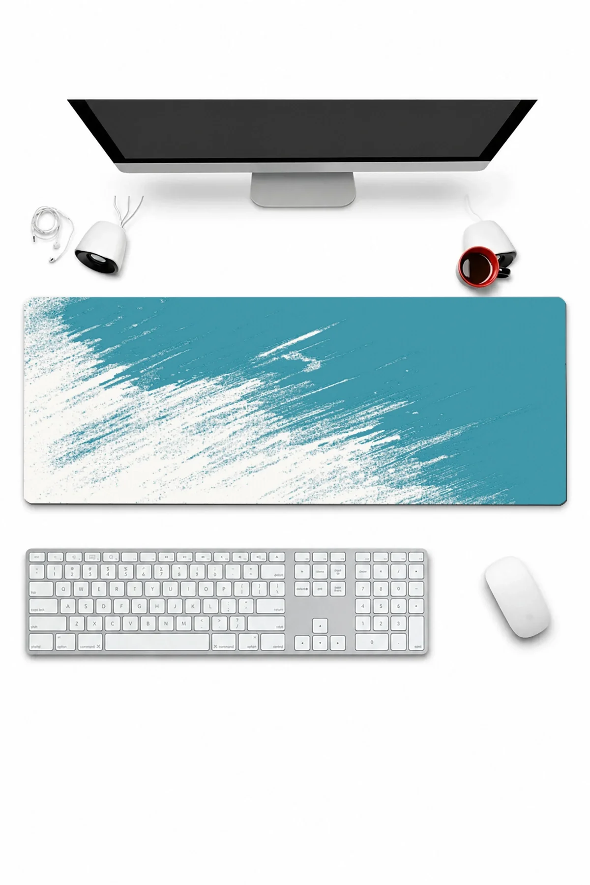 SonicTouch Klavye Mousepad 32x70cm Turkuaz Geçiş Dikişsiz Pürüzsüz Sıvı Geçirmez Kaymaz Taban