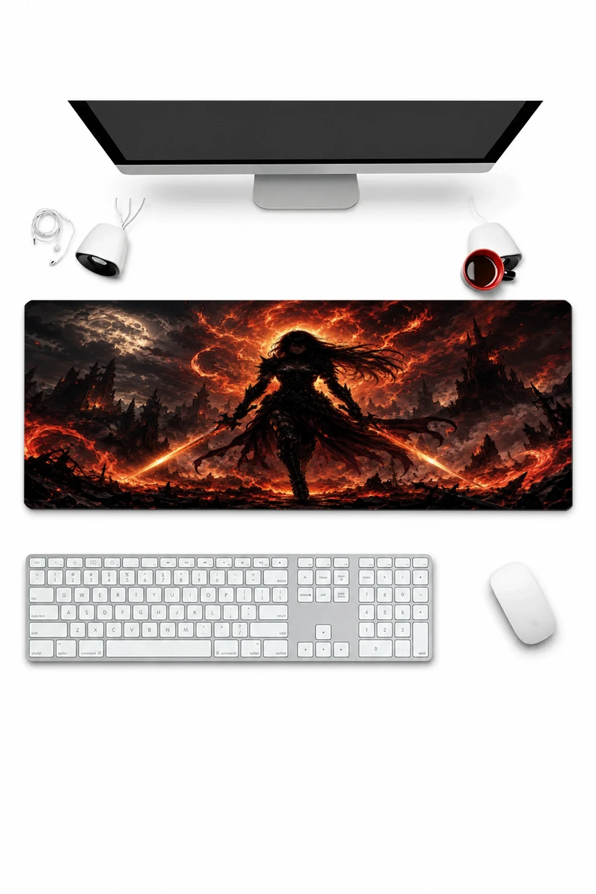 SonicTouch Klavye Mousepad 32x70cm Kor Savaşçısı Dikişsiz Pürüzsüz Sıvı Geçirmez Kaymaz Taban