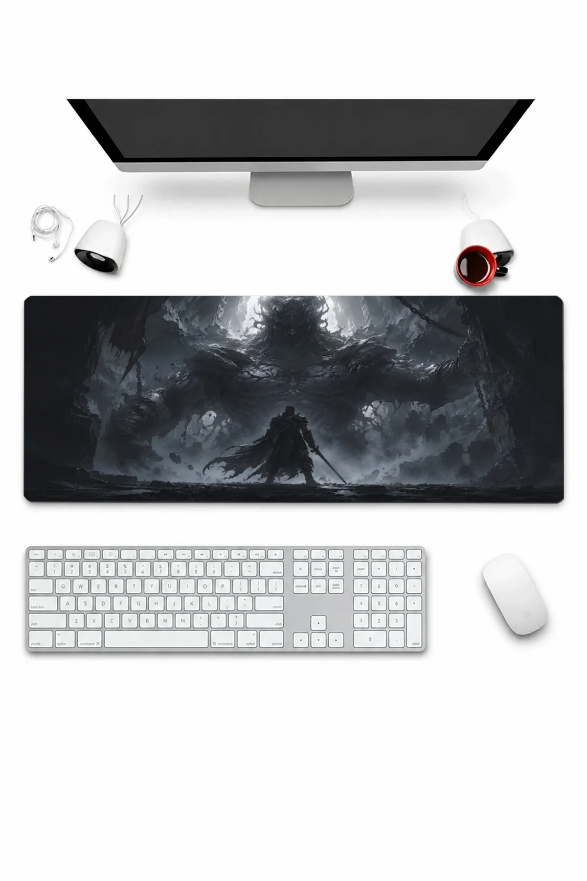 SonicTouch Klavye Mousepad 32x70cm Karanlığın Muhafızı Dikişsiz Pürüzsüz Sıvı Geçirmez Kaymaz Taban