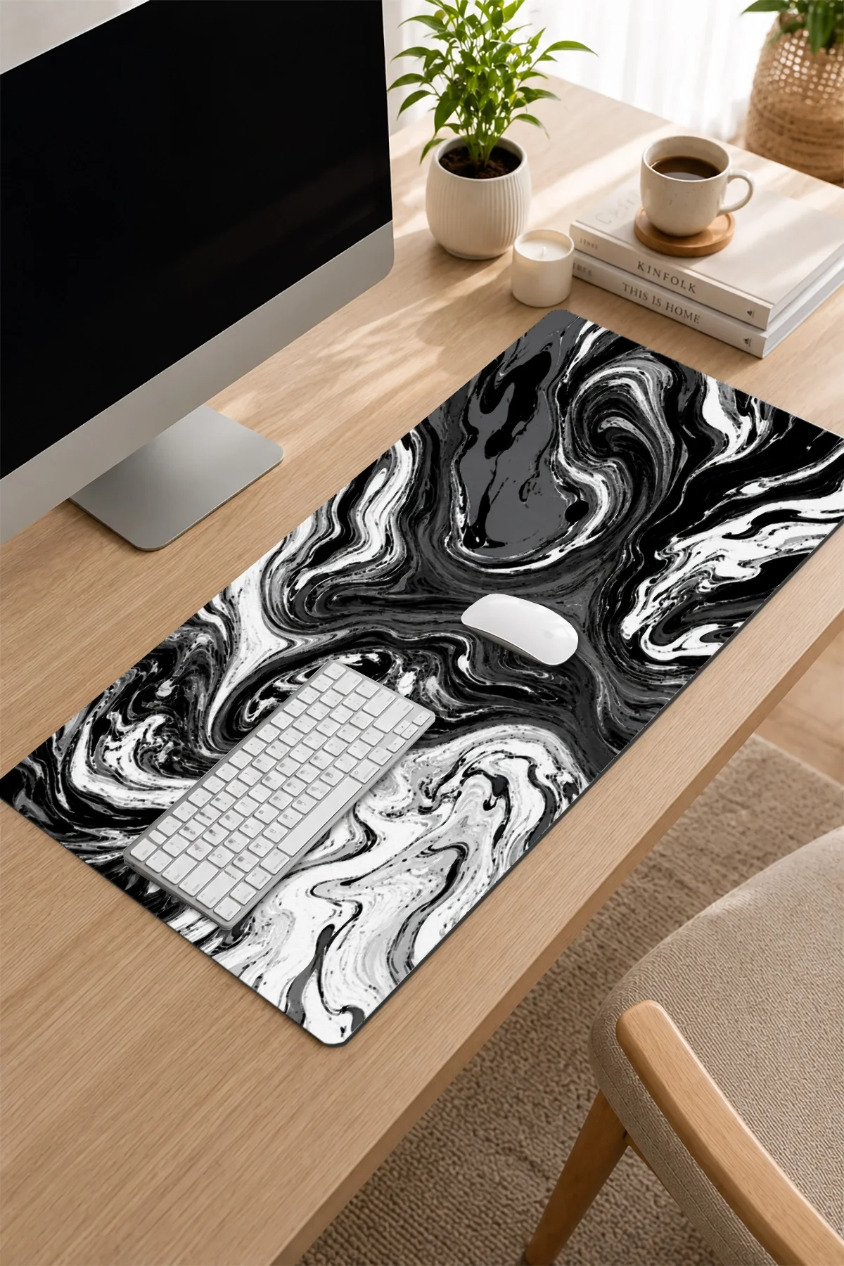 SonicTouch Klavye Mousepad 32x70cm Gece Girdabı Dikişsiz Pürüzsüz Sıvı Geçirmez Kaymaz Taban