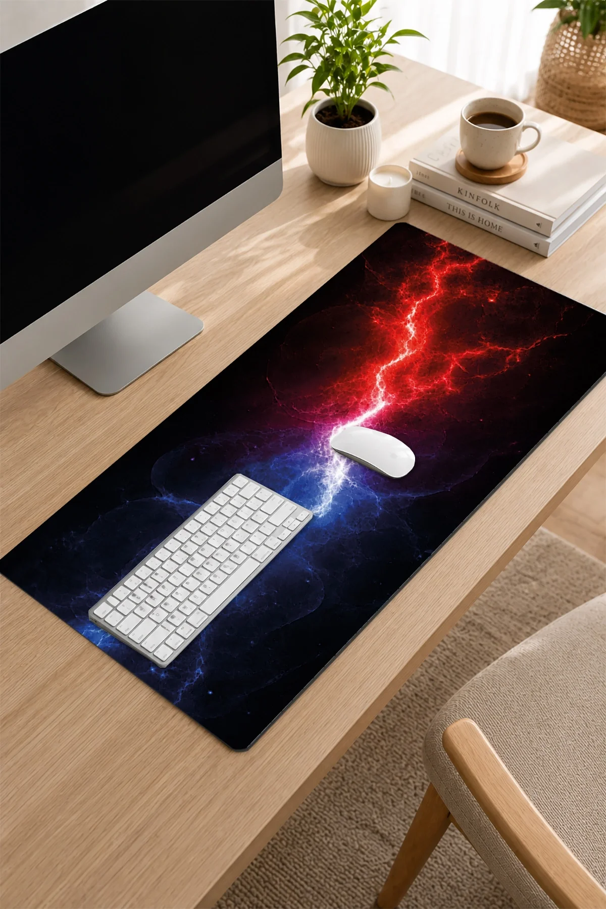 SonicTouch Klavye Mousepad 32x70cm iki Kutup Dikişsiz Pürüzsüz Sıvı Geçirmez Kaymaz Taban