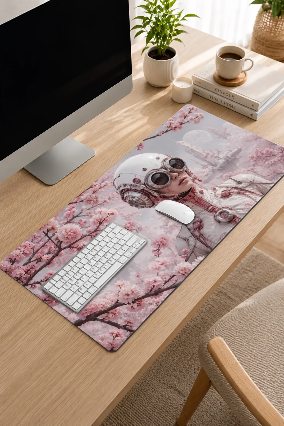 SonicTouch Klavye Mousepad 32x70cm Sakura Pilot Dikişsiz Pürüzsüz Sıvı Geçirmez Kaymaz Taban