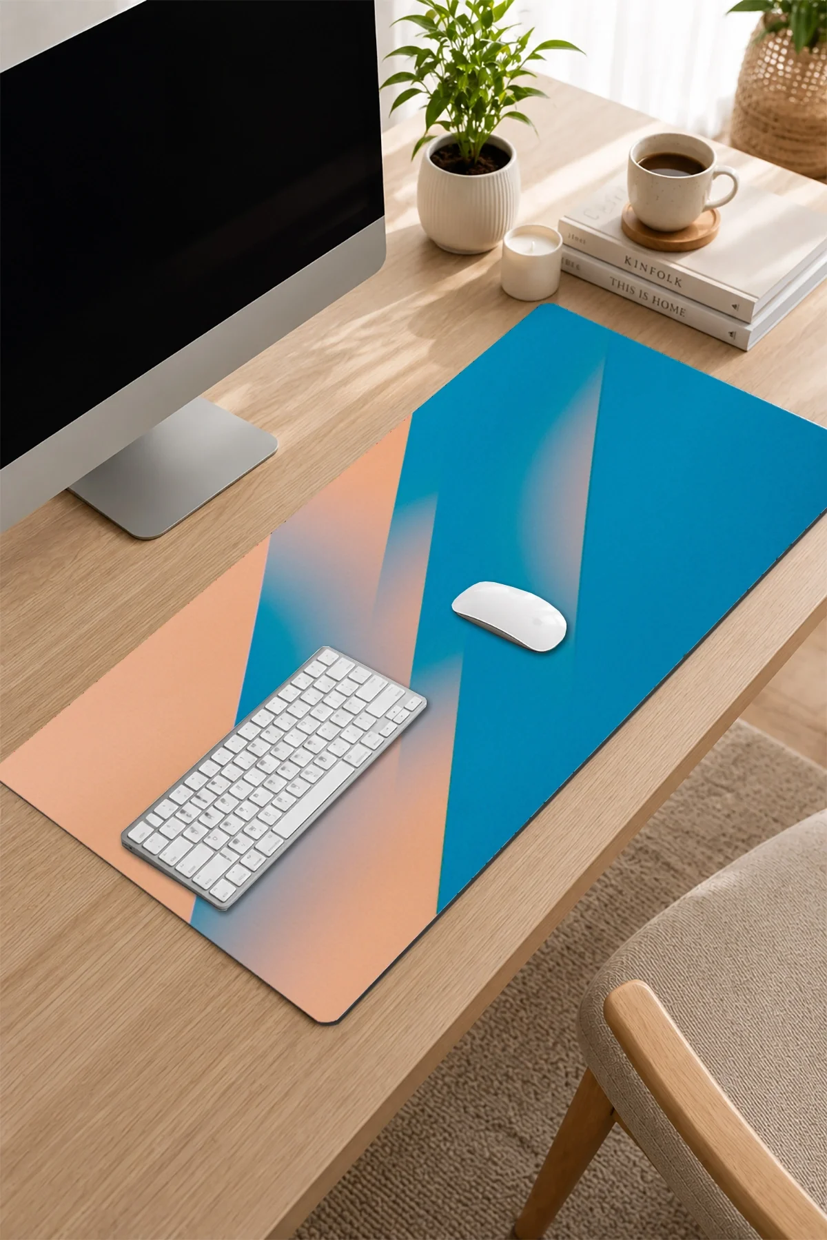 SonicTouch Klavye Mousepad 32x70cm Mercan Ufku Dikişsiz Pürüzsüz Sıvı Geçirmez Kaymaz Taban
