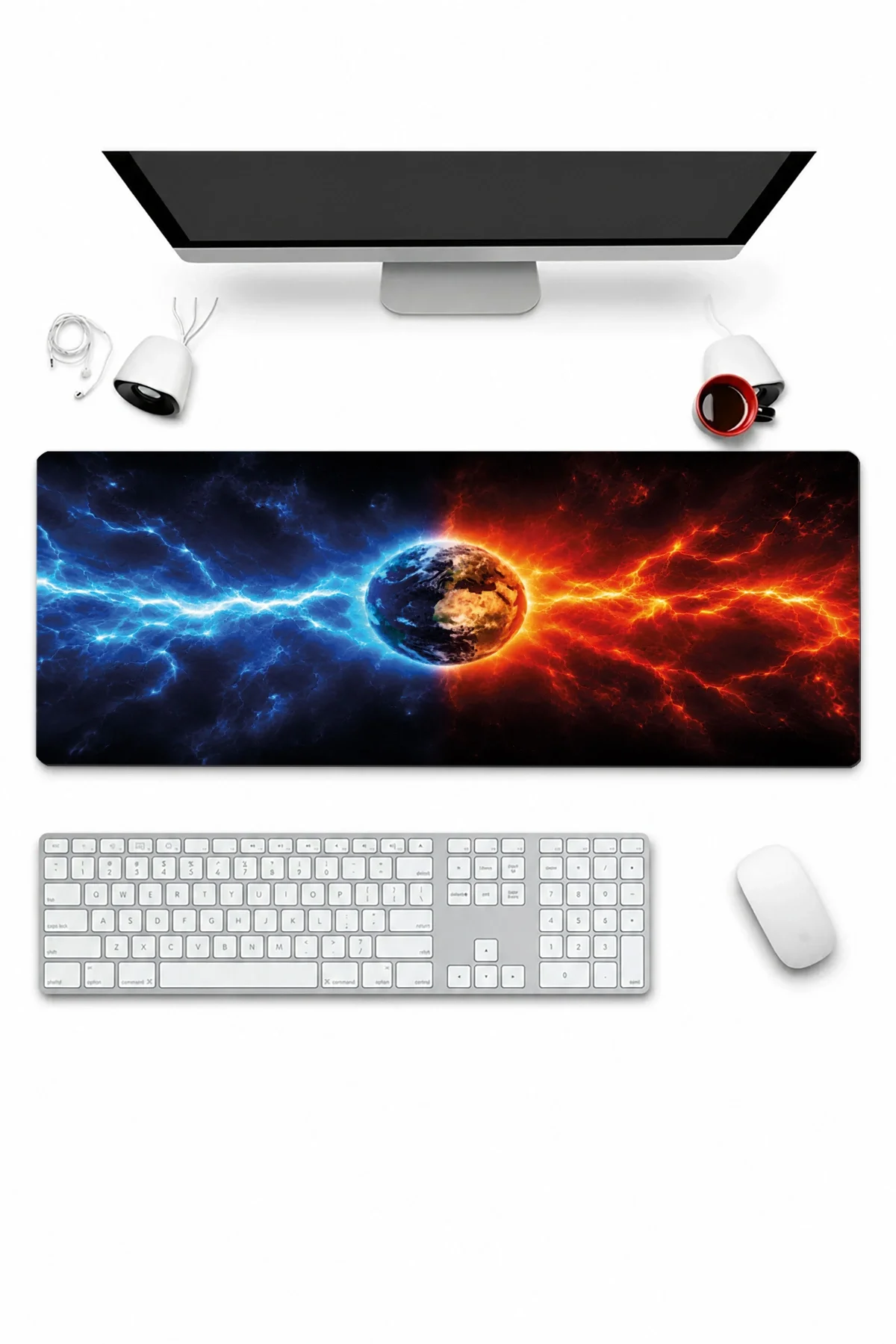 SonicTouch Klavye Mousepad 32x70cm Kozmik Denge Dikişsiz Pürüzsüz Sıvı Geçirmez Kaymaz Taban