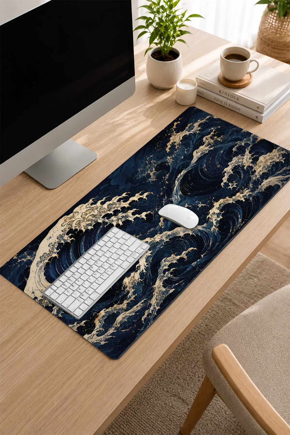 SonicTouch Klavye Mousepad 32x70cm Karanlık Deniz Dikişsiz Pürüzsüz Sıvı Geçirmez Kaymaz Taban