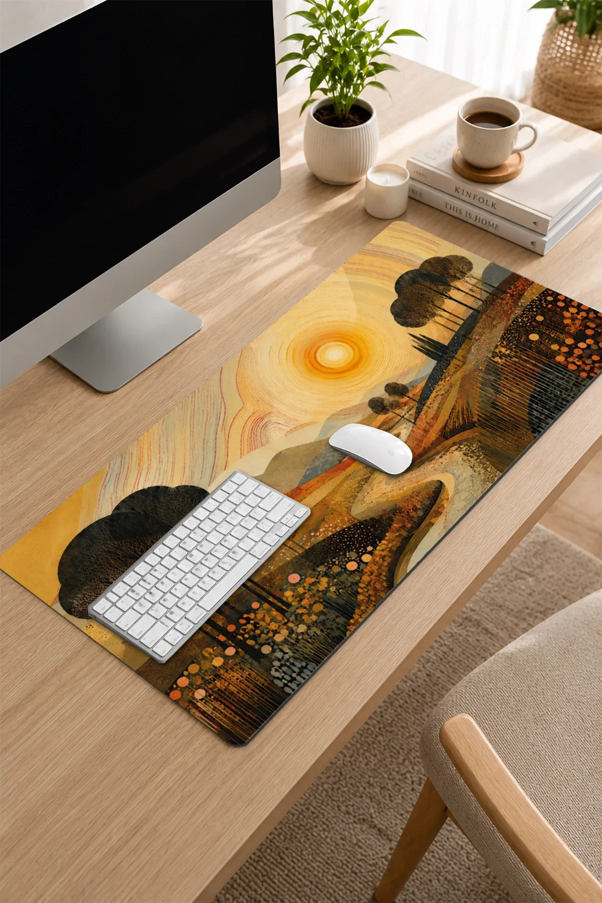 SonicTouch Klavye Mousepad 32x70cm Altın Vadi Dikişsiz Pürüzsüz Sıvı Geçirmez Kaymaz Taban